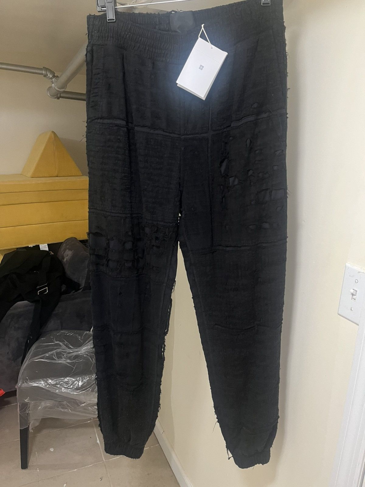 Givenchy Givenchy Faded Black Cotton Distressed Trousers Sz L Size US 34 / EU 50 - 1 Thumbnail