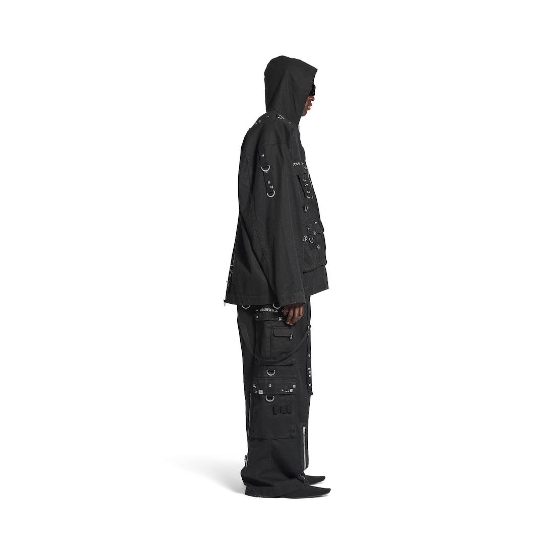 Balenciaga o1bcso1str1225 Hooded Studded Zip-Up Jacket in Black Size US XXS / EU 40 - 4 Thumbnail