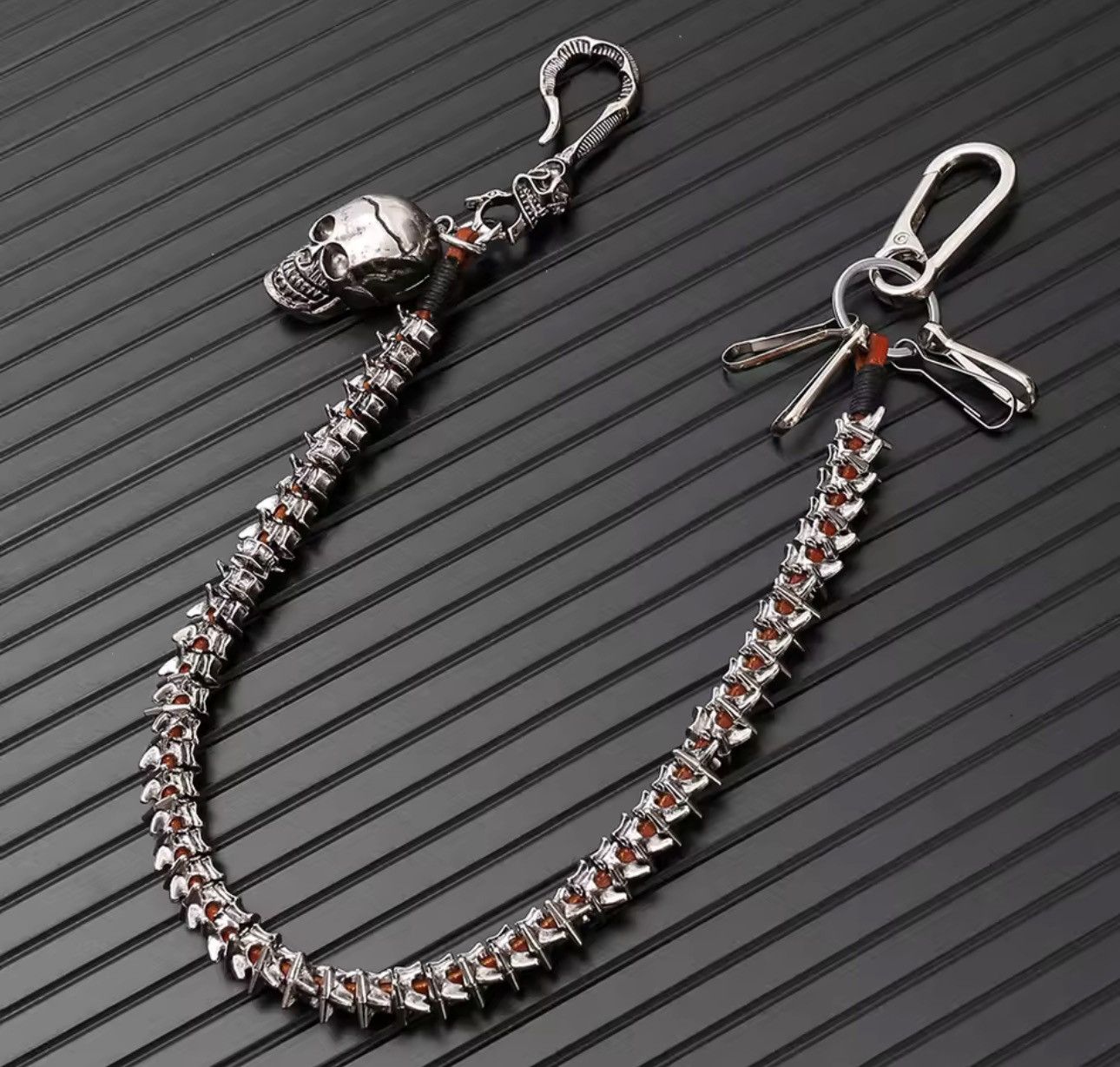 Jewelry Goth Punk Grunge Skull Spine Wallet Chain Size ONE SIZE - 2 Thumbnail