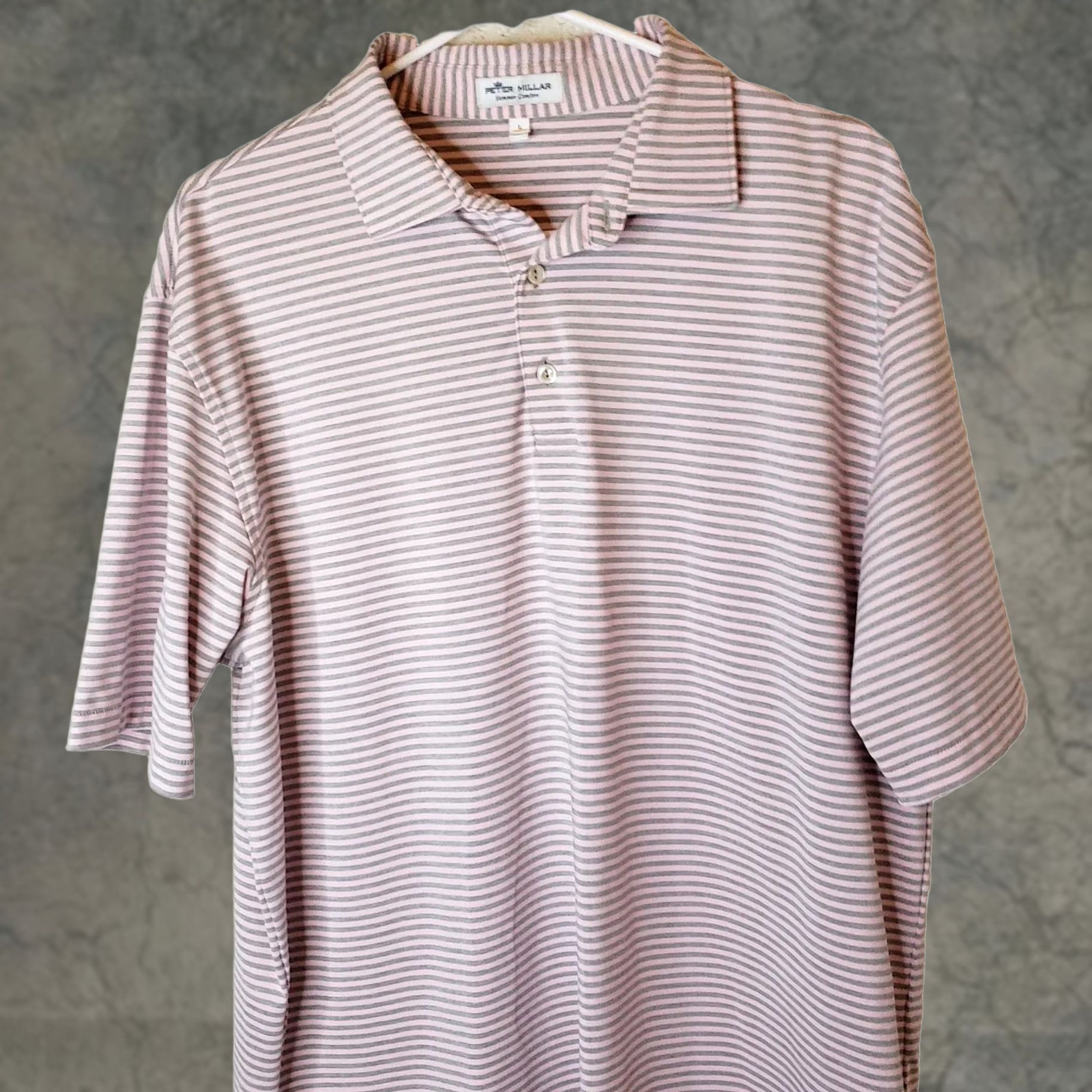 Peter Millar Peter Millar Summer Comfort Striped Golf Polo Shirt Mens Size L Pink Gray Golf Polo Shirt Mens Large Pink Gray Size US L / EU 52-54 / 3 - 1 Thumbnail