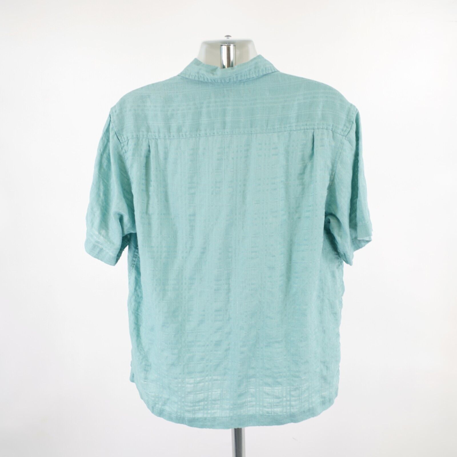 Designer Caribbean Green Linen Cotton Pocket Front Large Collared Haw Size US L / EU 52-54 / 3 - 6 Thumbnail