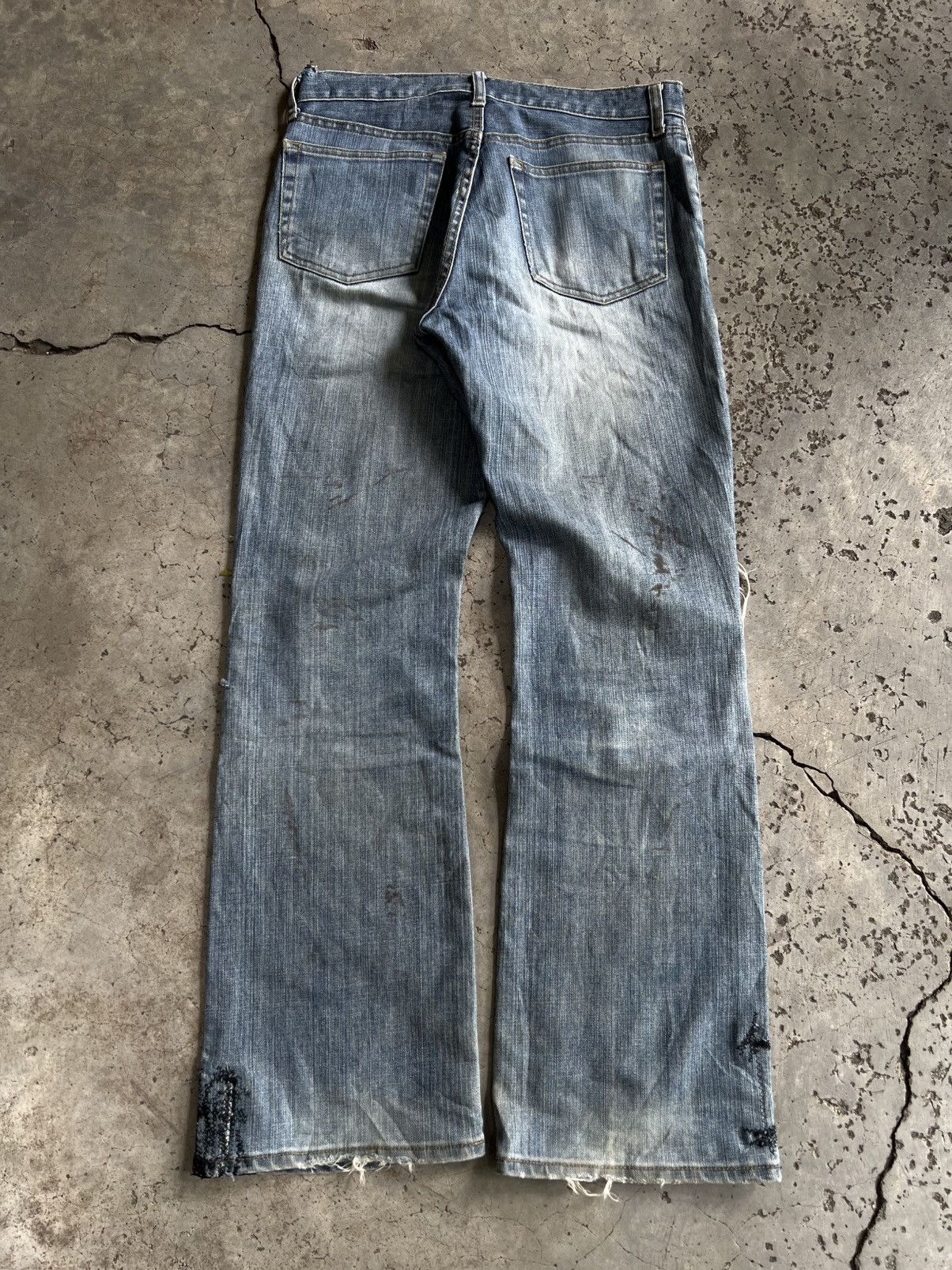 Vintage Thrashed Repaired Vintage Bootcut Denim Jeans Distressed Size US 30 / EU 46 - 6 Thumbnail
