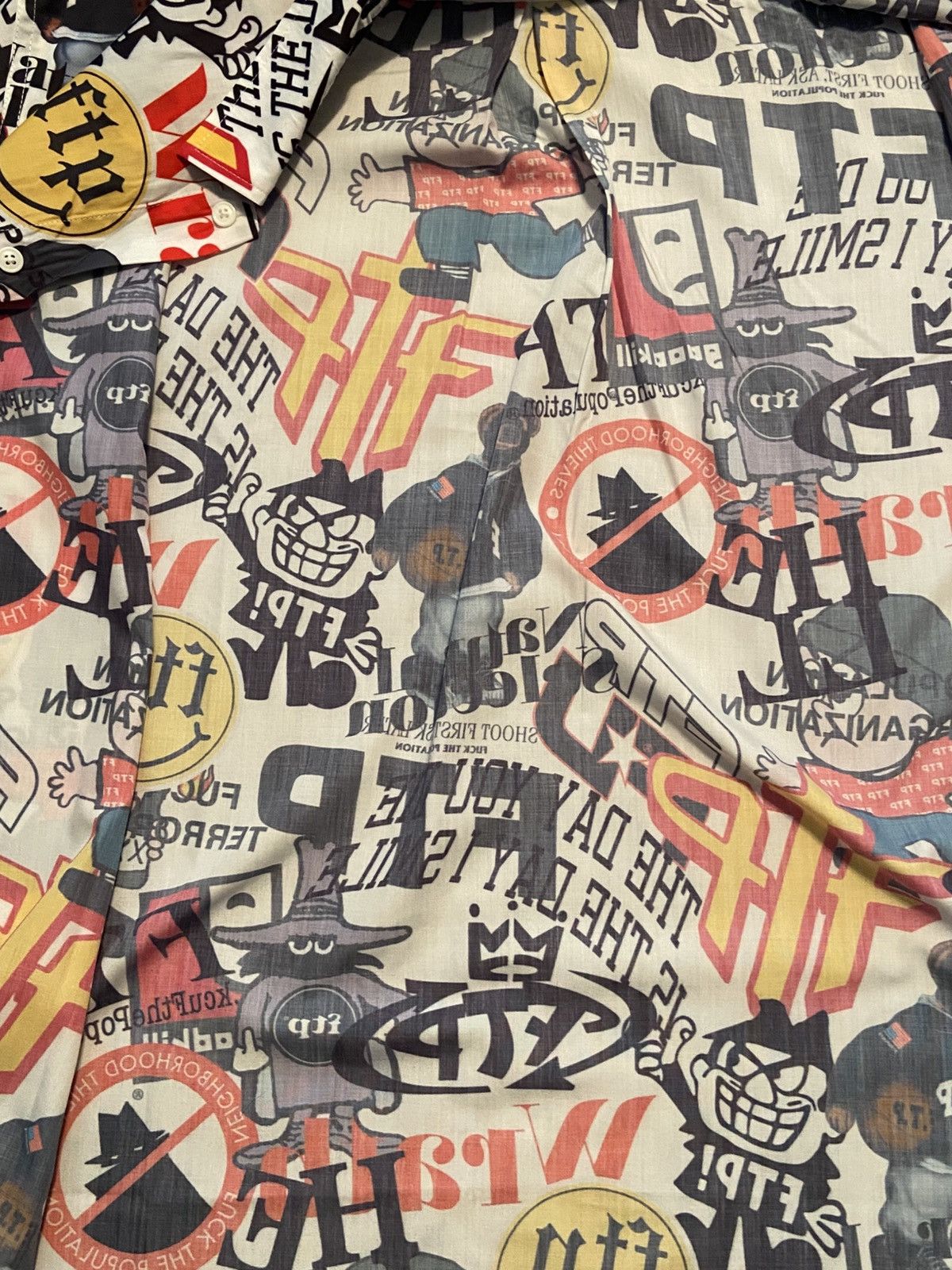 Fuck The Population FTP White Archive Button Up Shirt Size US L / EU 52-54 / 3 - 8 Thumbnail
