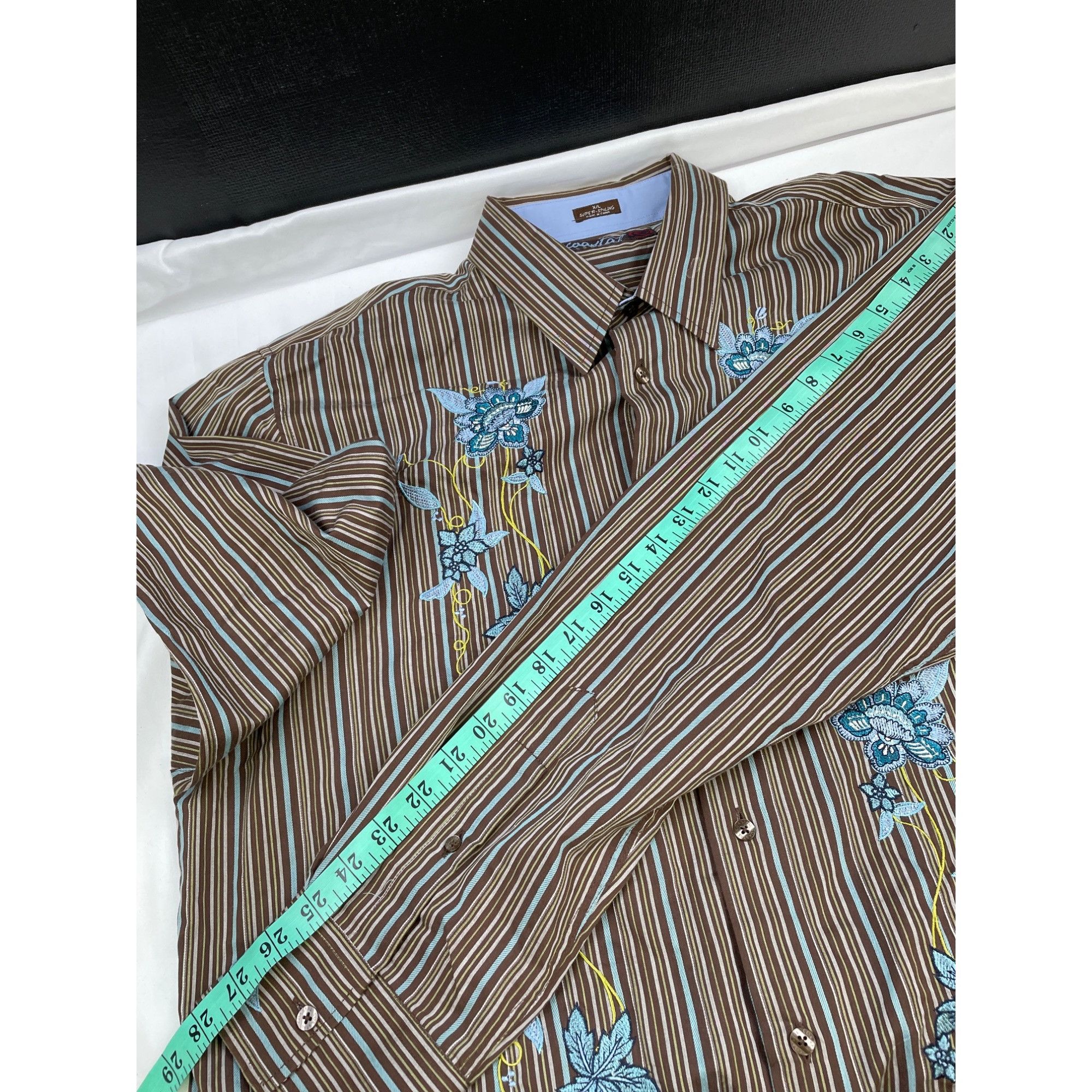 Other Coastal Men's Floral/Striped Brown Button up/long Sleeve Shi Size US XL / EU 56 / 4 - 7 Thumbnail