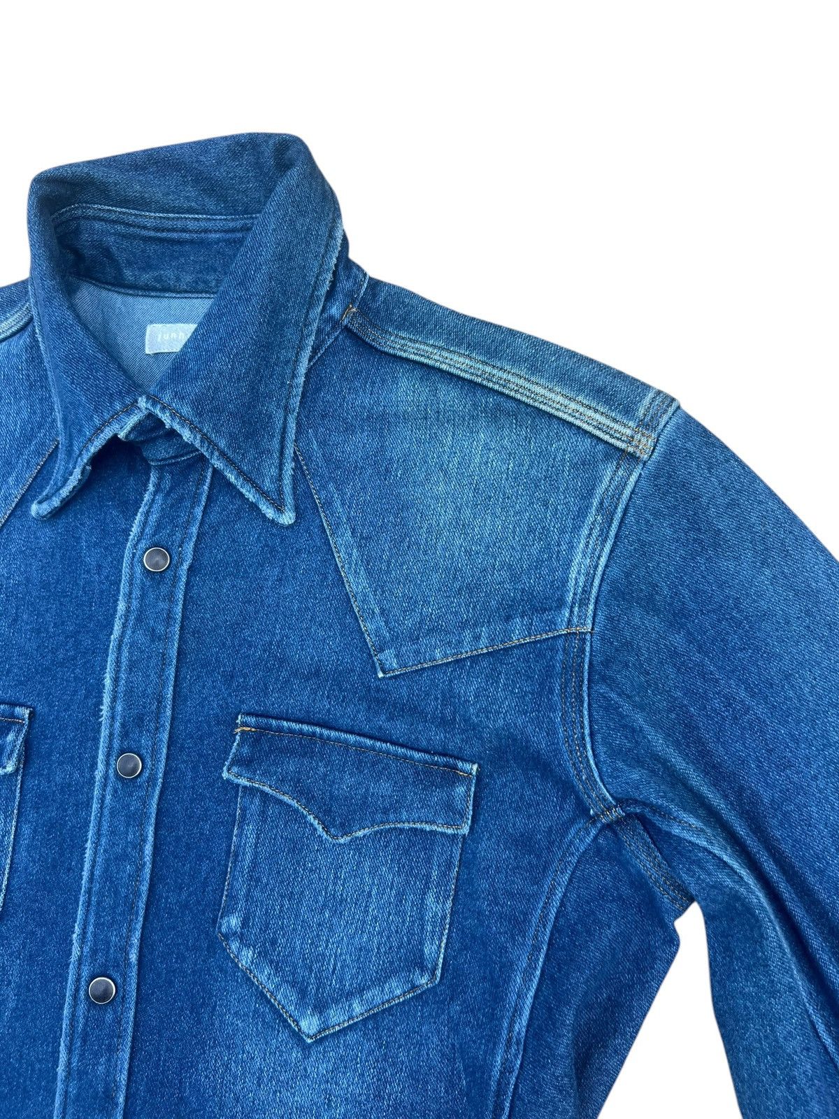 junhashimoto Junhashimoto Japan Distress Fade Denim Stretch Western Shirt Size US M / EU 48-50 / 2 - 6 Thumbnail