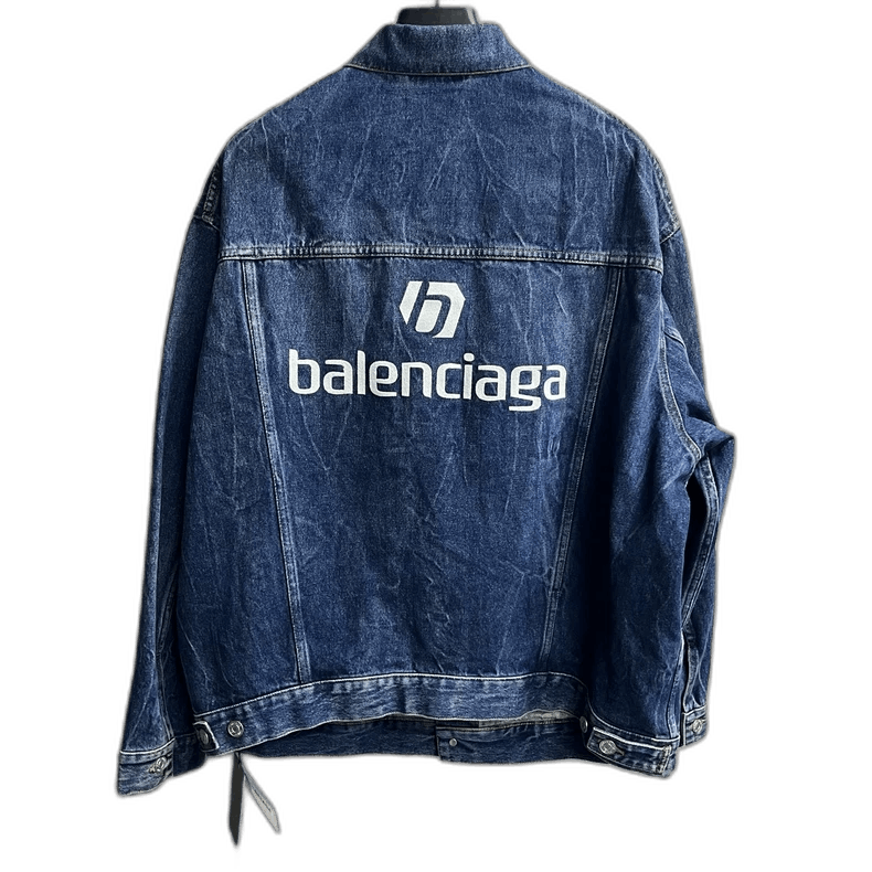 Balenciaga Balenciaga Blue Logo Cotton Denim Jacket Size US S / EU 44-46 / 1 - 1 Thumbnail