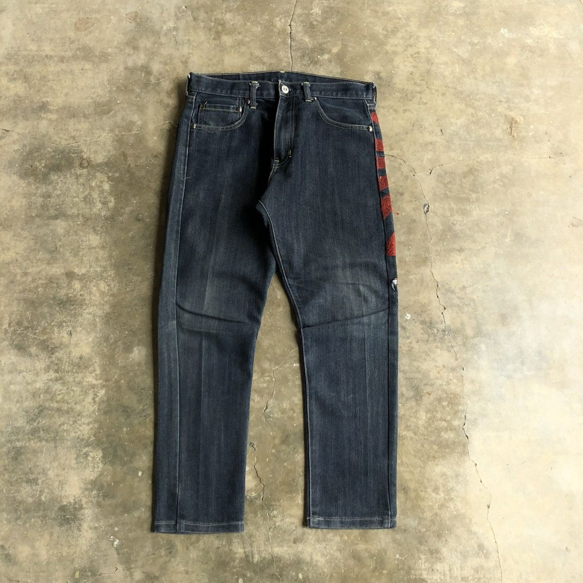 Karakuri Tamashii 2000s Sugoi Tatto Embroidery Dragon Tiger Denim Jeans Size US 29 - 10 Thumbnail