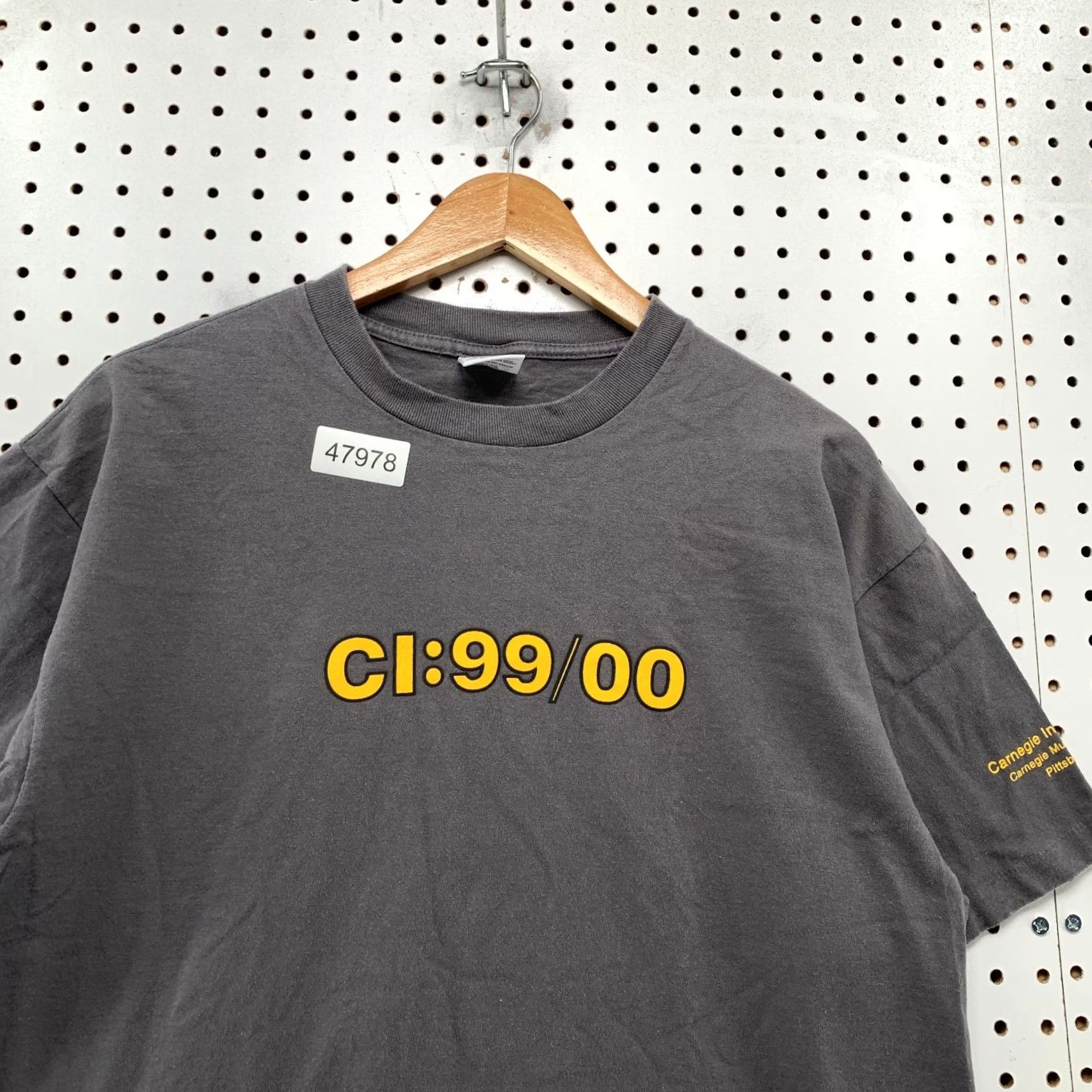 Anvil Vintage Carnegie Museum Art Shirt Mens XL Gray Graphic 90s CI 99/00 Cotton Short Sleeve Crew Neck T-Shirt Size US XL / EU 56 / 4 - 6 Thumbnail