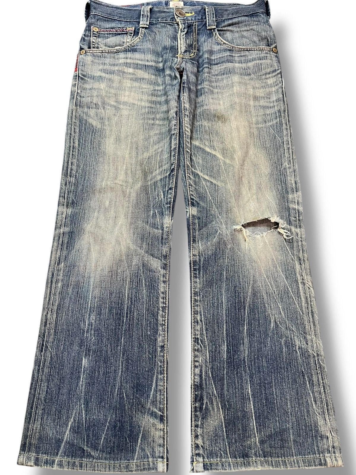 Edwin Vintage Edwin Bluetrip Mudwash Clawmark Distressed Denim Size US 32 / EU 48 - 1 Thumbnail