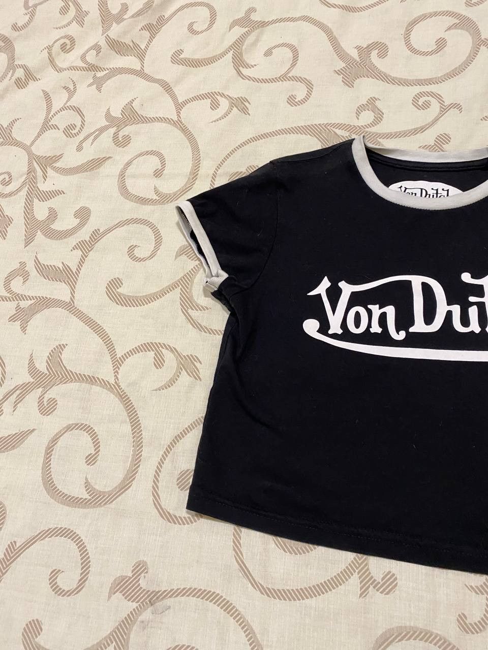 Von Dutch Vintage Y2K Von Dutch Logo Black Cropped Baby Tee Size XL / US 12-14 / IT 48-50 - 2 Thumbnail