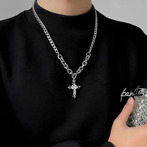 Jewelry × Other Titanium Steel Cross Pendant Necklace for Men Women Size ONE SIZE - 1 Thumbnail
