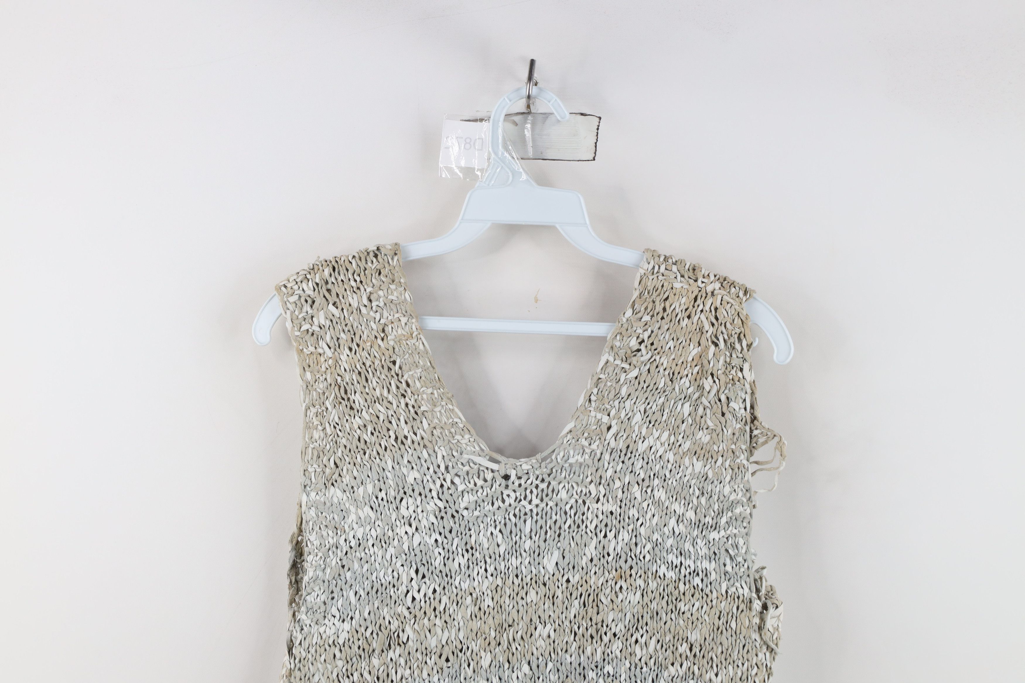 Vintage Vintage 90s Streetwear Braid Hand Knit Tank Top T-Shirt Size L / US 10 / IT 46 - 13 Thumbnail