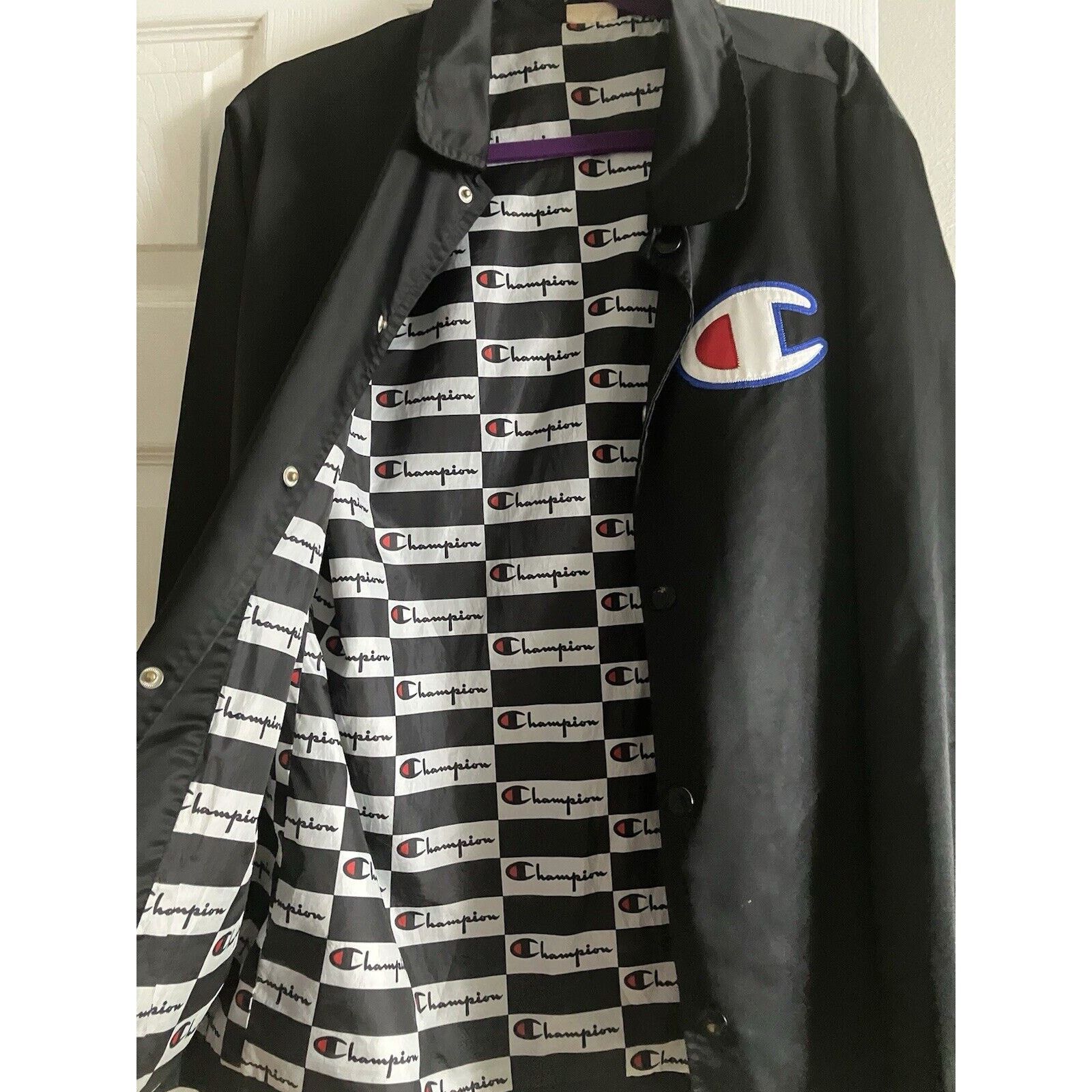 Champion Champion Jacket Black Snap Men’s Med Lightweight with logo Size US M / EU 48-50 / 2 - 6 Thumbnail