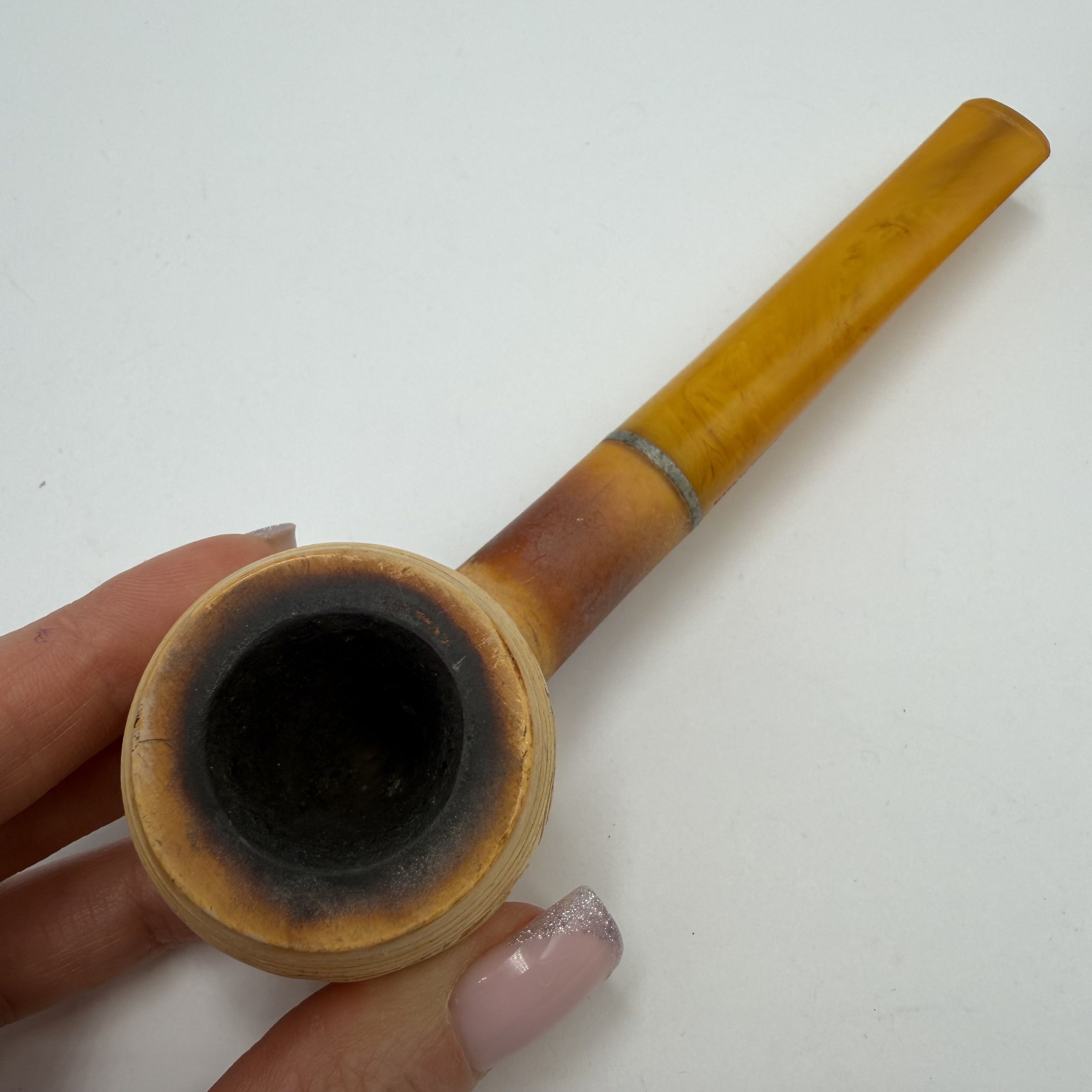 Vintage Vintage Turkish Meerschaum Pipe Grape Motif Amber Stem Size ONE SIZE - 4 Thumbnail