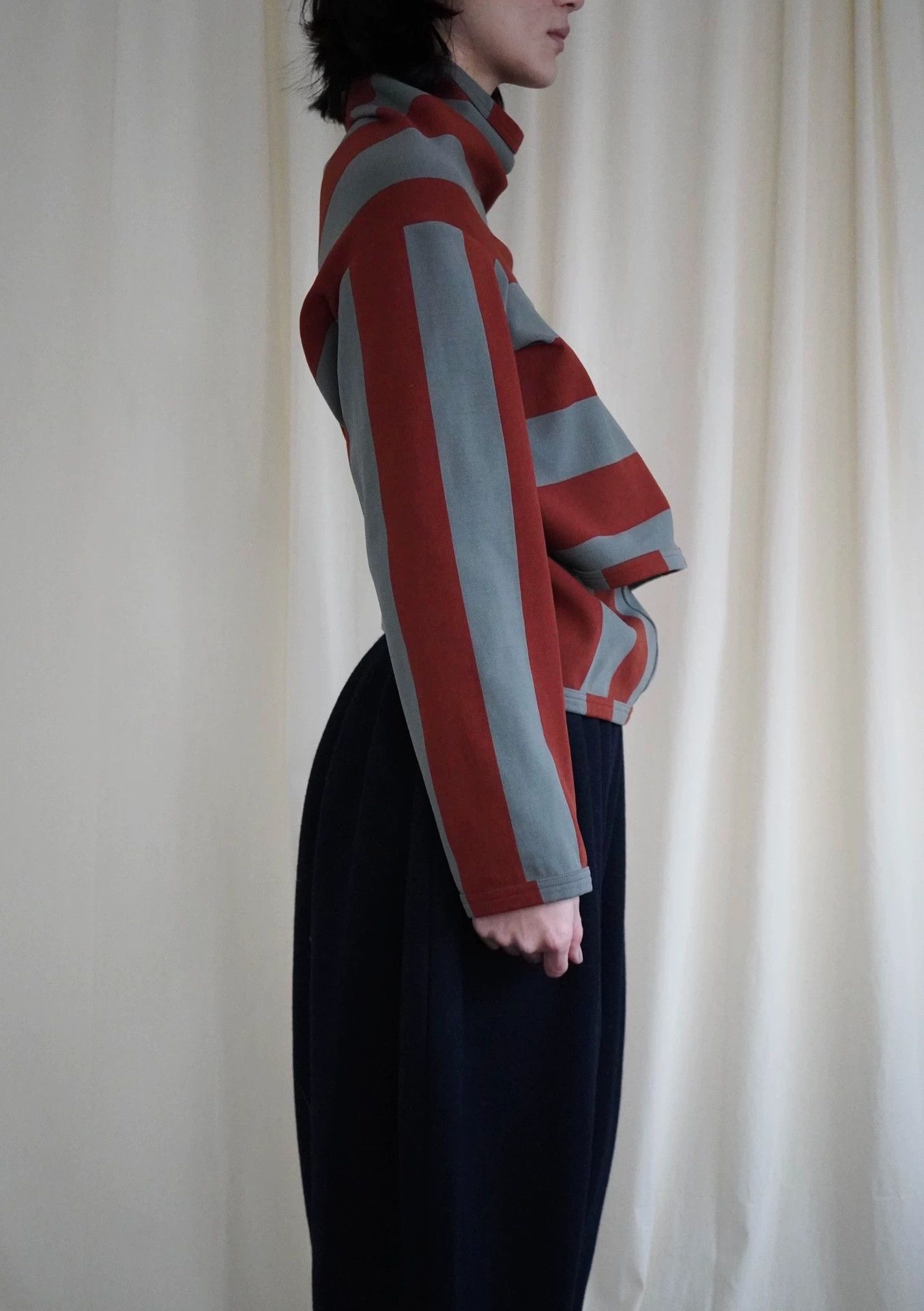 Comme des Garcons CDG 1990AW Dark Orange-Green Striped Multi-Way Top S Size S / US 4 / IT 40 - 7 Thumbnail