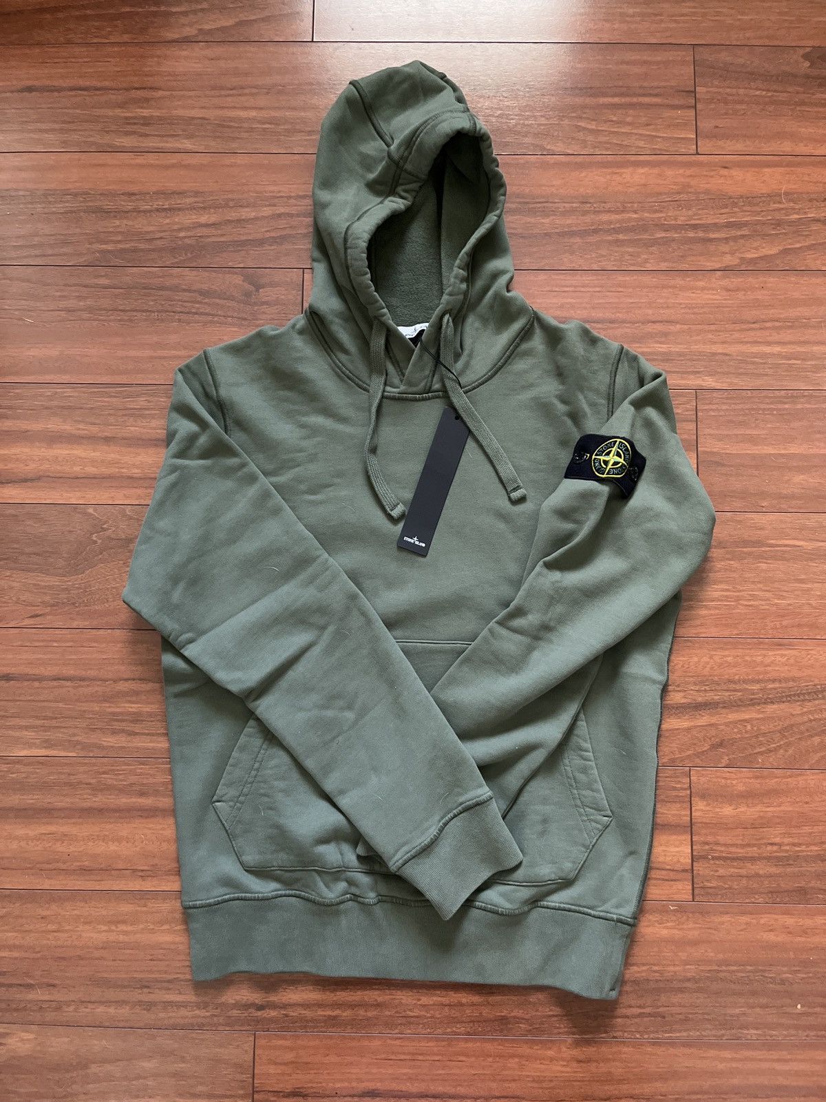 image of Stone Island Garment Dyed Hoodie - Sage, Men's (Size Small)