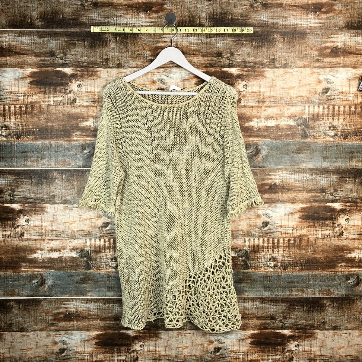 Designer × Homespun Knitwear × Japanese Brand Christian Aujard crochet japan Green Knitwear #A1657 Size XL / US 12-14 / IT 48-50 - 1 Thumbnail