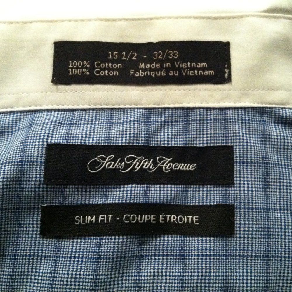 Saks Fifth Avenue SAKS FIFTH AVENUE MEN'S COTTON DRESS SHIRT 15.5/32-33 Size US M / EU 48-50 / 2 - 6 Thumbnail