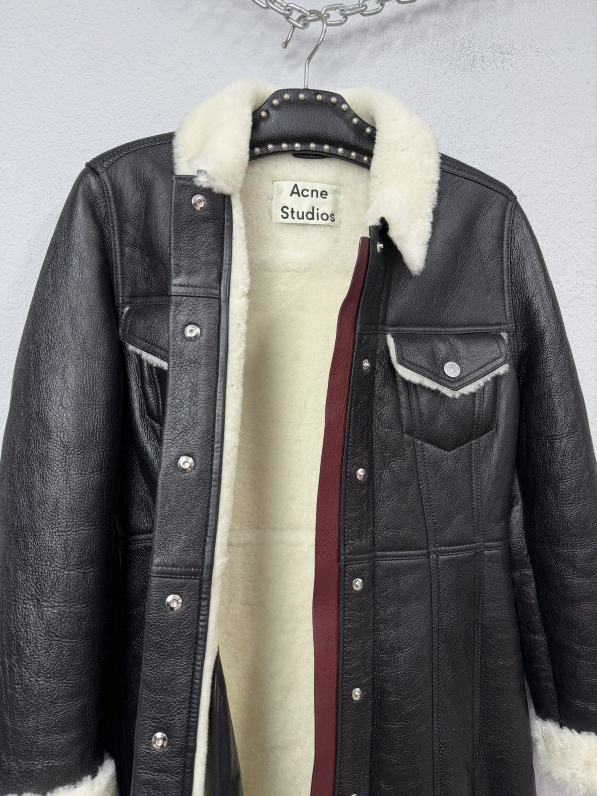 If Six Was Nine Acne Studios Shearling Lamb Leather Coat Jacket Size S / US 4 / IT 40 - 15 Thumbnail