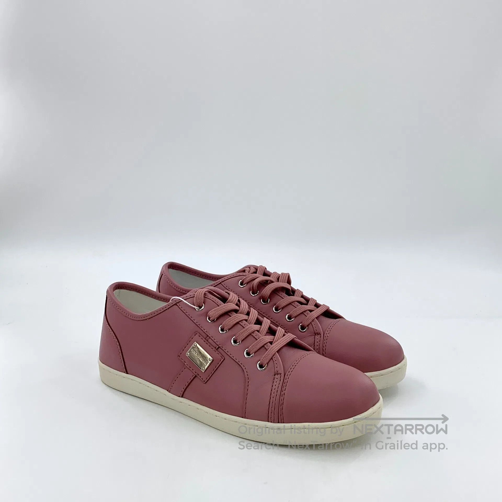 Dolce & Gabbana Dolce Gabbana Pink Leather Buckle Casual Flat Sneakers| Size US 5 / EU 37 - 2 Thumbnail