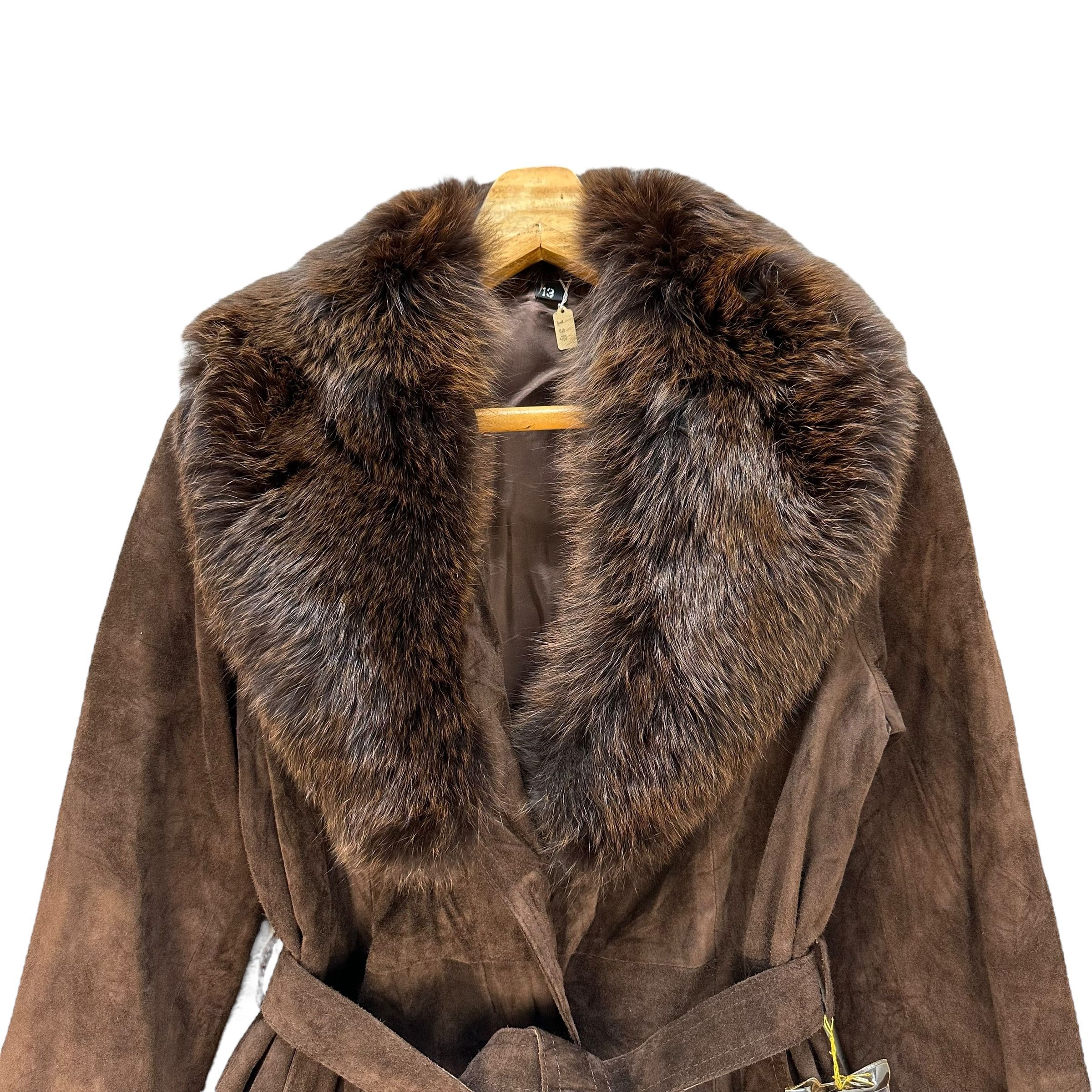 Montblanc 90’s NWT MONT BLANC Fur Shawl Calf Suede Long Coat #A64-1540 Size M / US 6-8 / IT 42-44 - 2 Thumbnail
