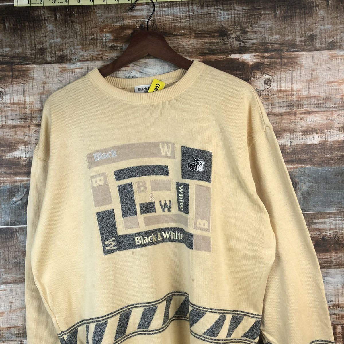 Homespun Knitwear DL Black White sportwear vintage japan Beige Knitwear #C686 Size US M / EU 48-50 / 2 - 2 Thumbnail
