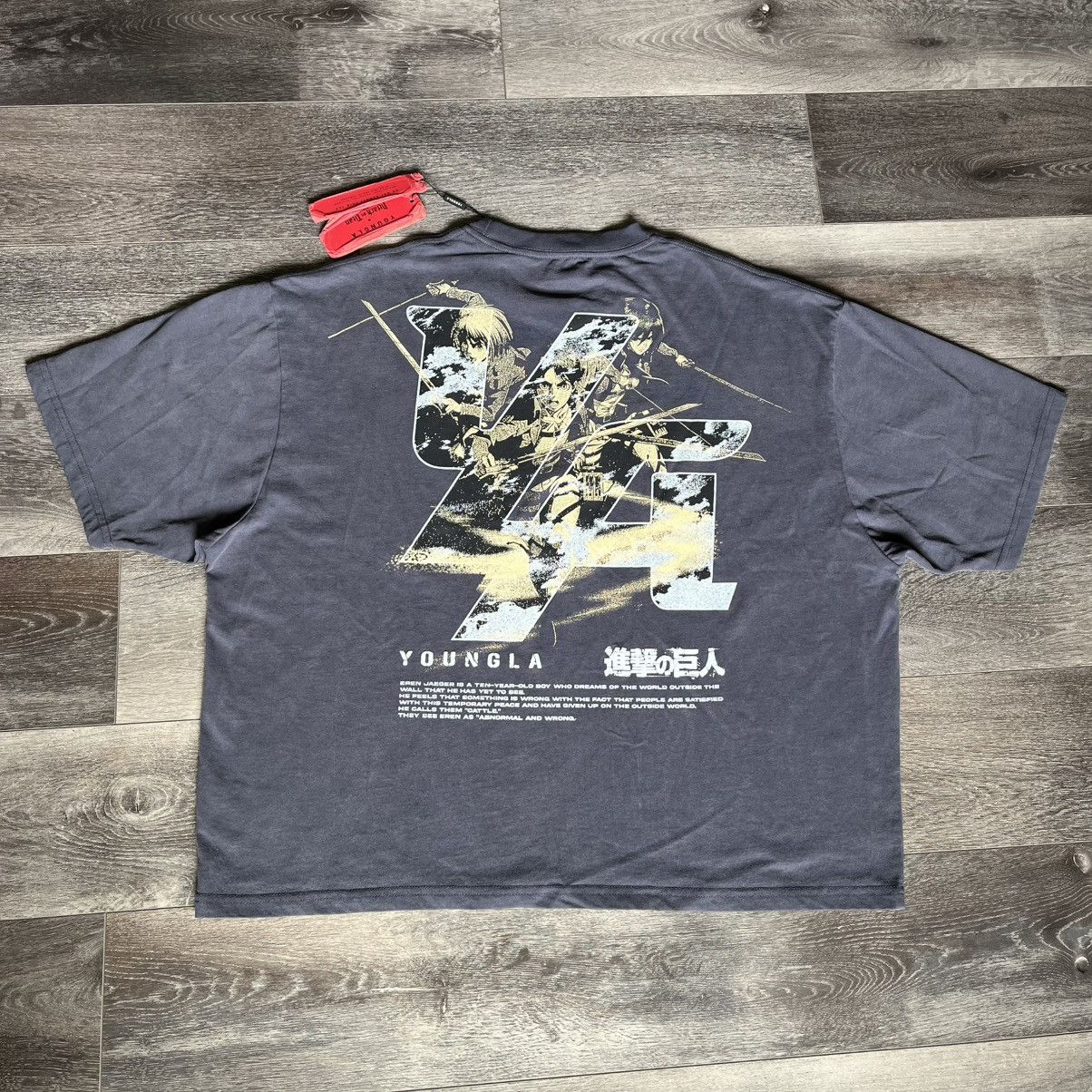 YoungLA YLA x AOT Attack on Titan The Trio Cropped Logo Tee