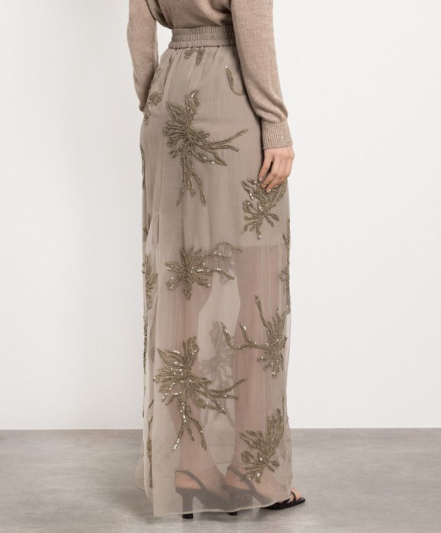 Brunello Cucinelli o1y0725 Maxi Skirt in Sand Size 25" / US 0 / IT 36 - 4 Thumbnail