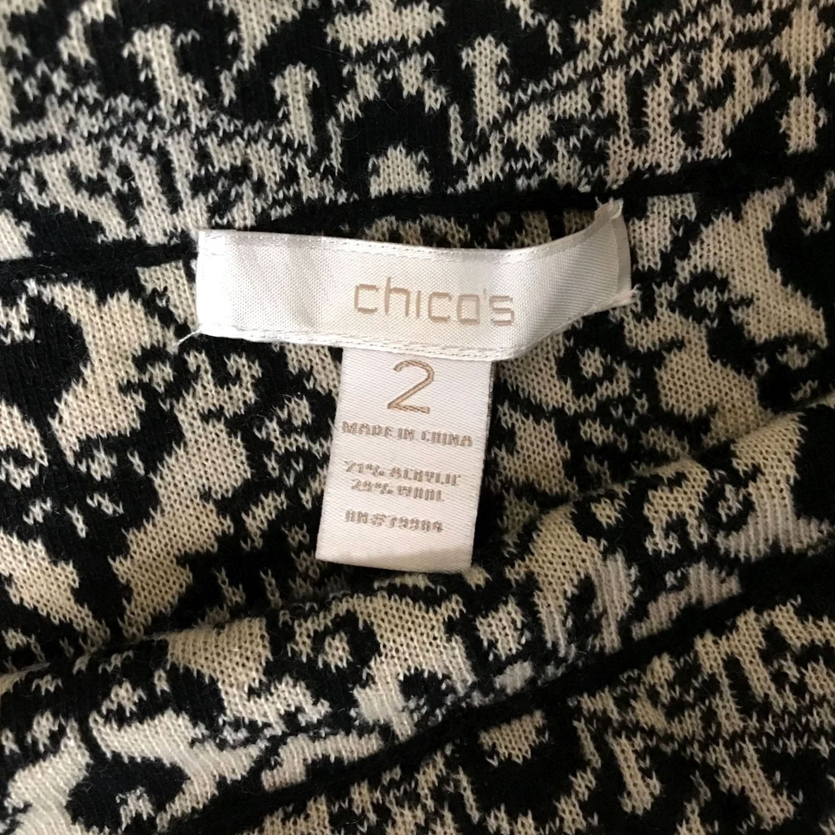 Vintage CHICO'S Skirt Womens 2 TAN & BLACK Elastic Waist Pull-On Wool Blend Sweater Size XS / US 0-2 / IT 36-38 - 6 Thumbnail