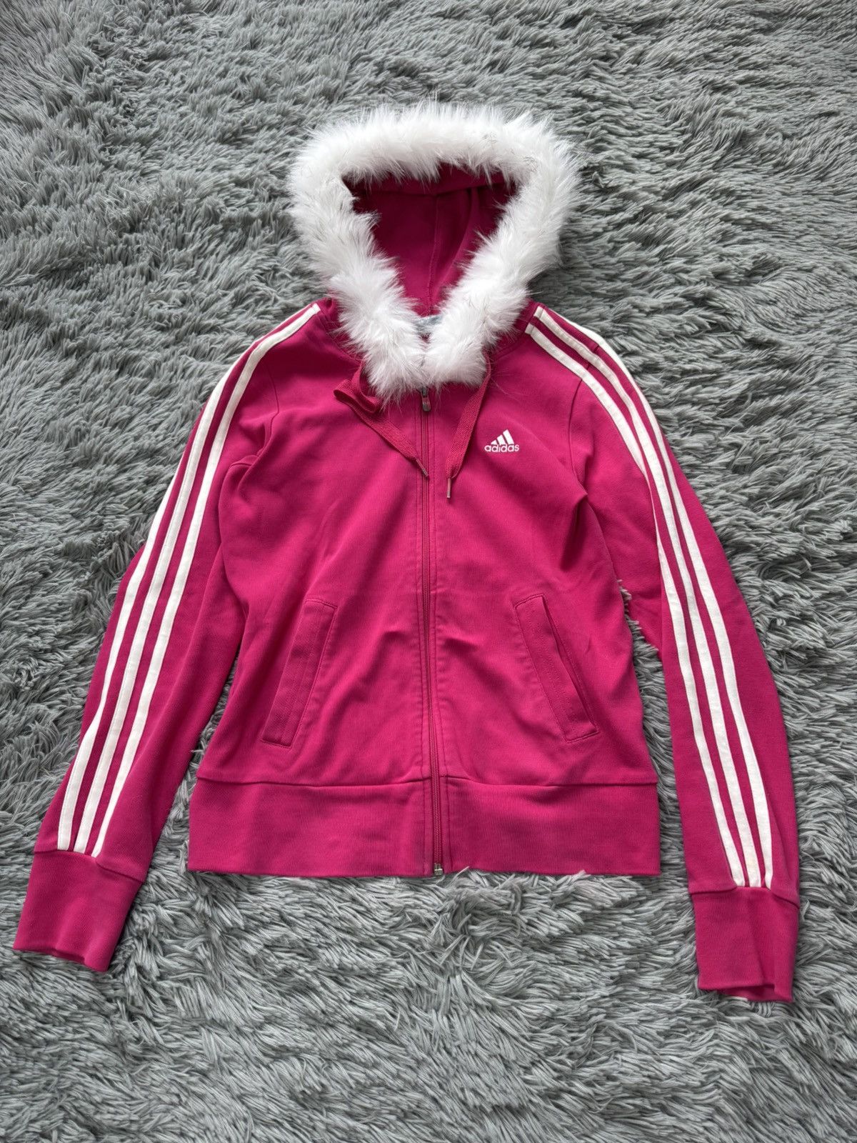 Adidas 🏔️ ZIP Hoodie Adidas Fur Y2K Rap Swag Size M / US 6-8 / IT 42-44 - 3 Thumbnail