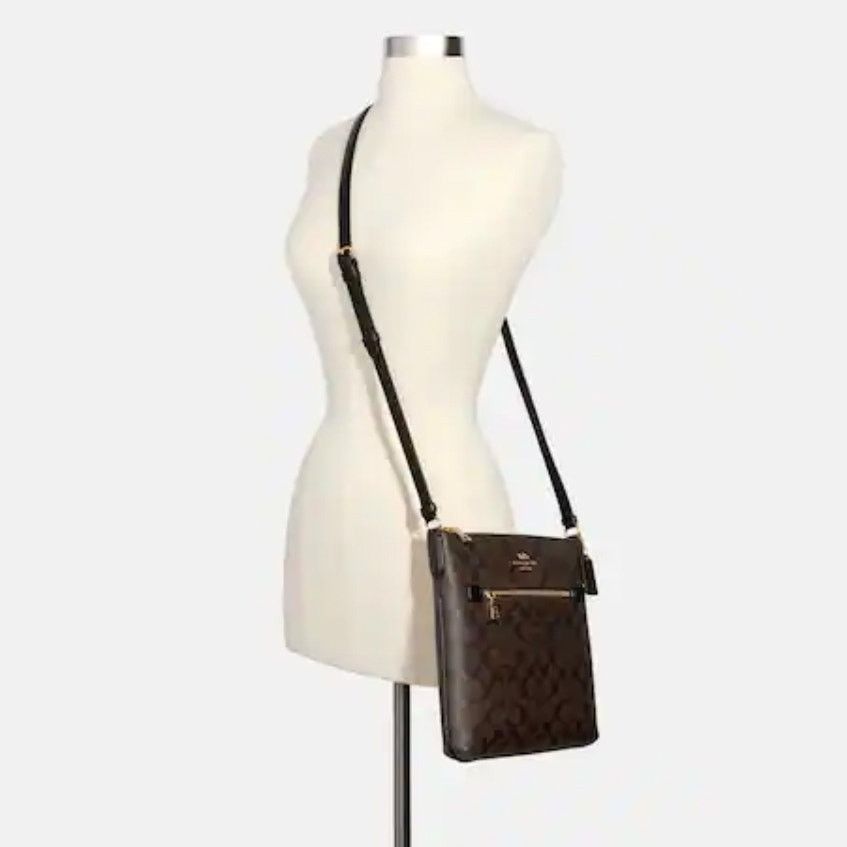 Coach Coach Rowan File Bag in Signature Canvas Brown Black C1554 Size ONE SIZE - 4 Thumbnail