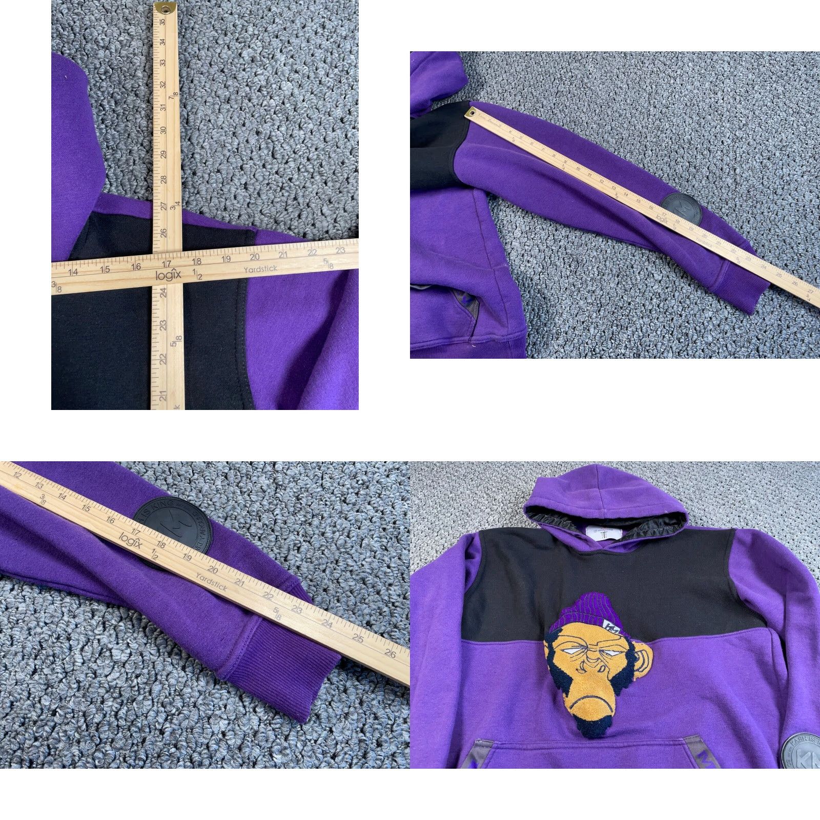 Vintage Kash Monkey Embroidered Hoodie Adult Large Purple Black Sweatshirt Streetwear Size US L / EU 52-54 / 3 - 8 Thumbnail