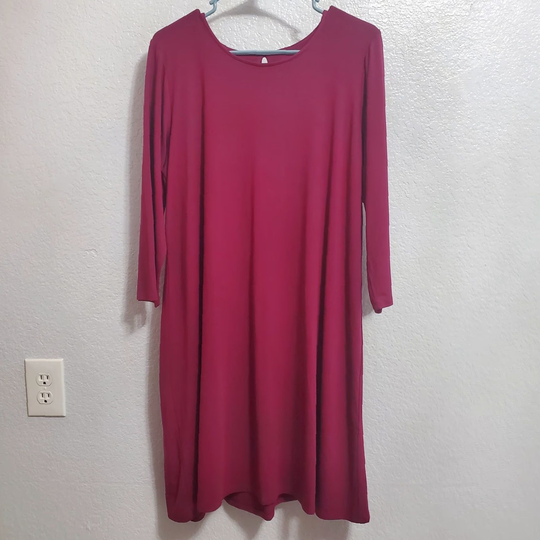J. Jill J Jill Wearever Dress Women L Winterberry Red Long Sleeve Shift Casual Stretch Size L / US 10 / IT 46 - 3 Thumbnail