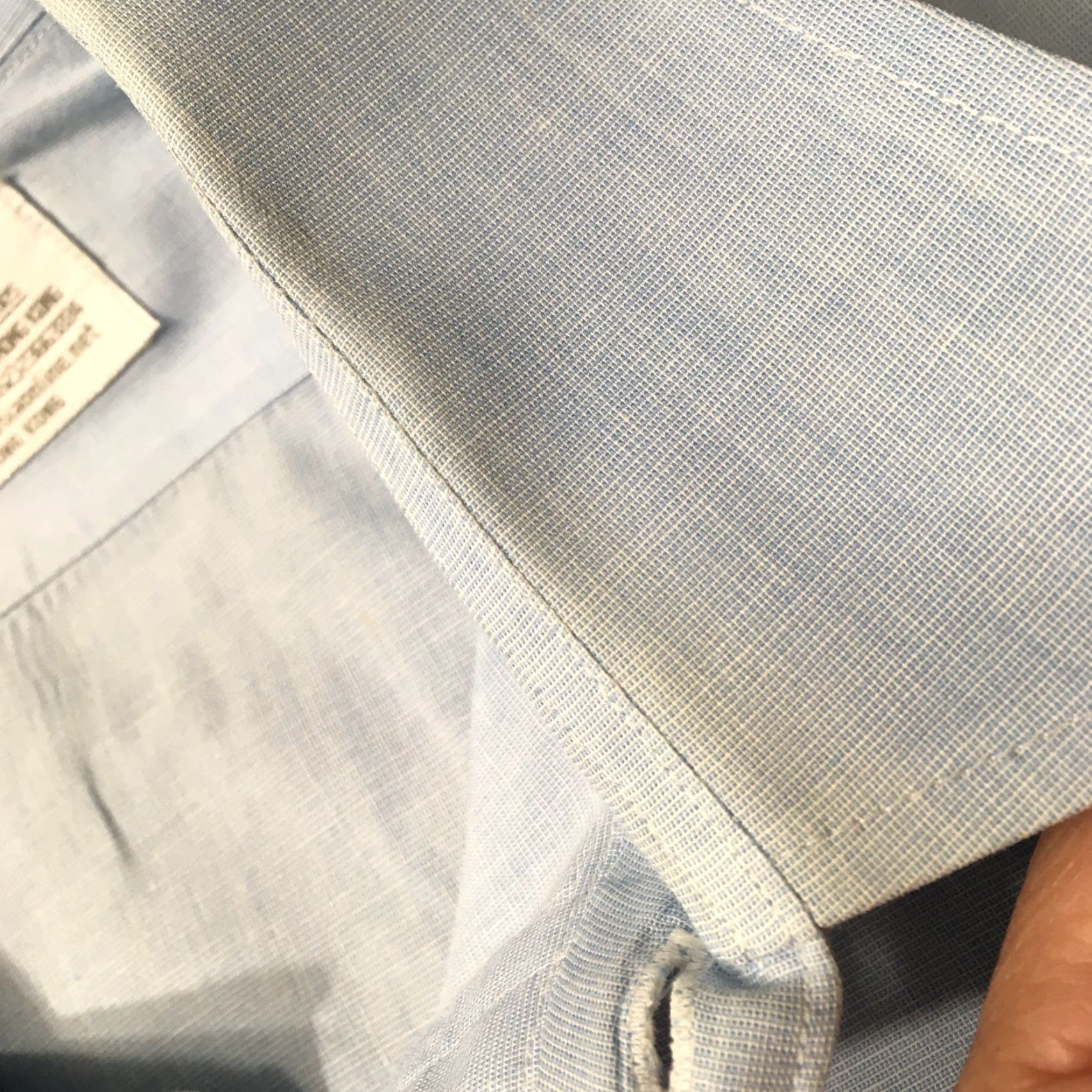 Vintage Vtg 80's Deluxe Tailored Light Blue large collar dress shirt L 17 x 34 Long Sleeve Cotton Kong Grand Vintage Shirt Mens Size 42R - 7 Thumbnail