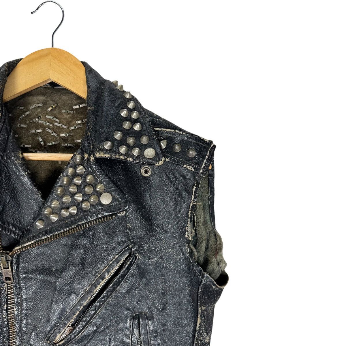 Genuine Leather ☀️40s DOUBLE COLLAR LEATHER CUSTOM RANCID PUNK JACKET Size US M / EU 48-50 / 2 - 9 Thumbnail