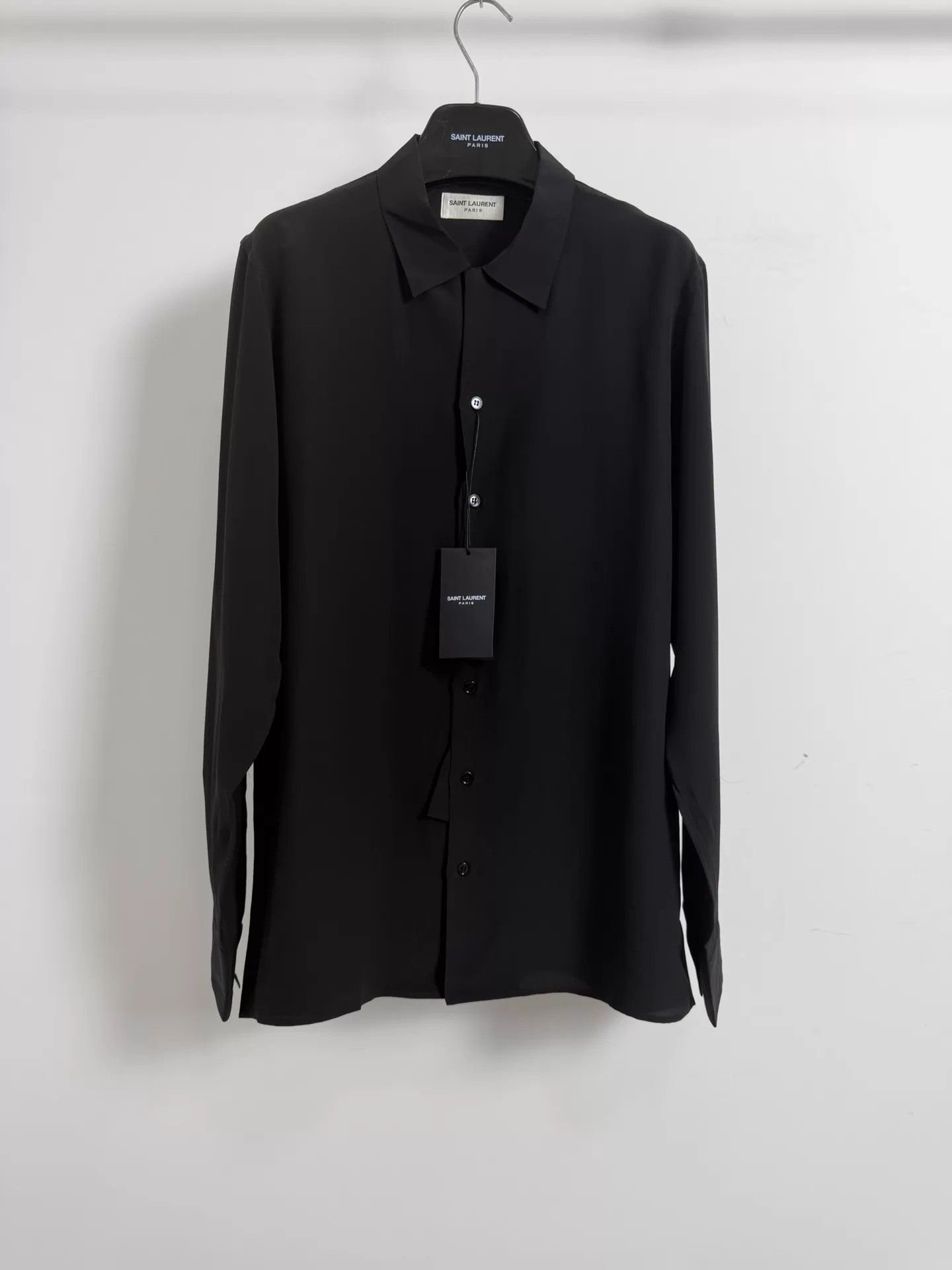 Saint Laurent Paris SLP14SS Black Warrior Silk Shirt 39 Size US M / EU 48-50 / 2 - 1 Thumbnail