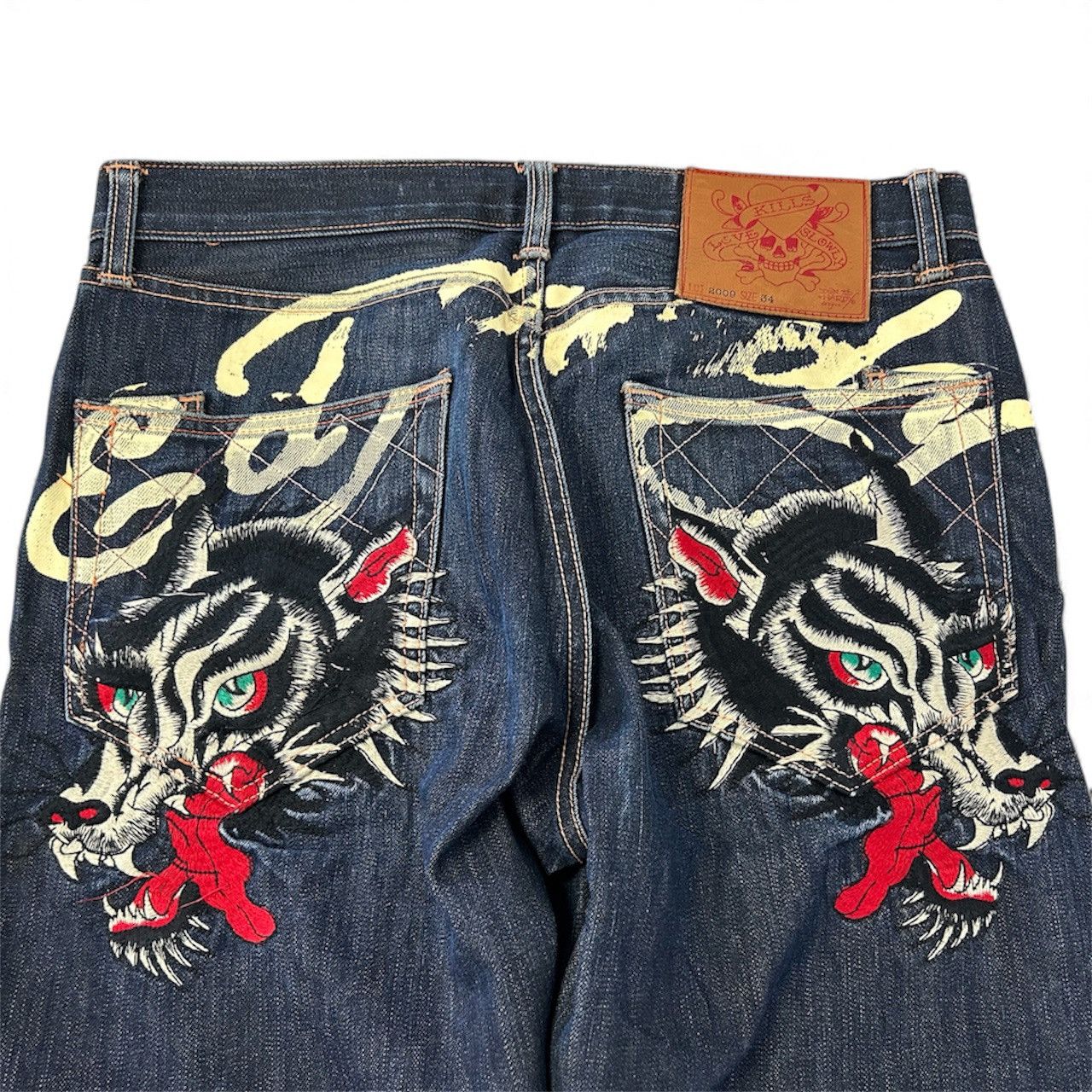 Ed Hardy Rare Ed Hardy Y2K Jeans – Embroidered Tiger Back, Baggy Fit Size US 34 / EU 50 - 2 Thumbnail