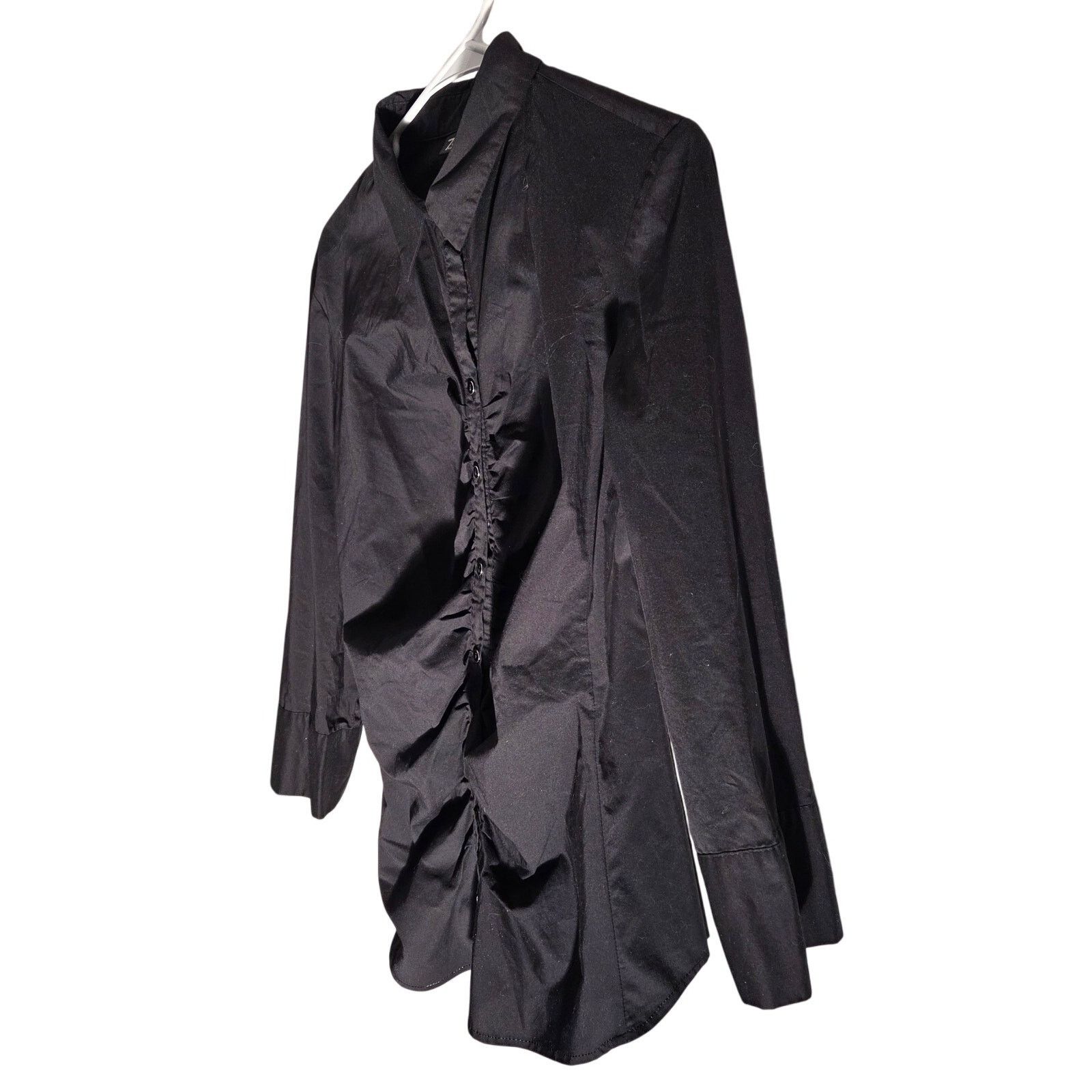Avenue 7th Avenue Design Black Ruched Blouse - Women's Large Size L / US 10 / IT 46 - 3 Thumbnail
