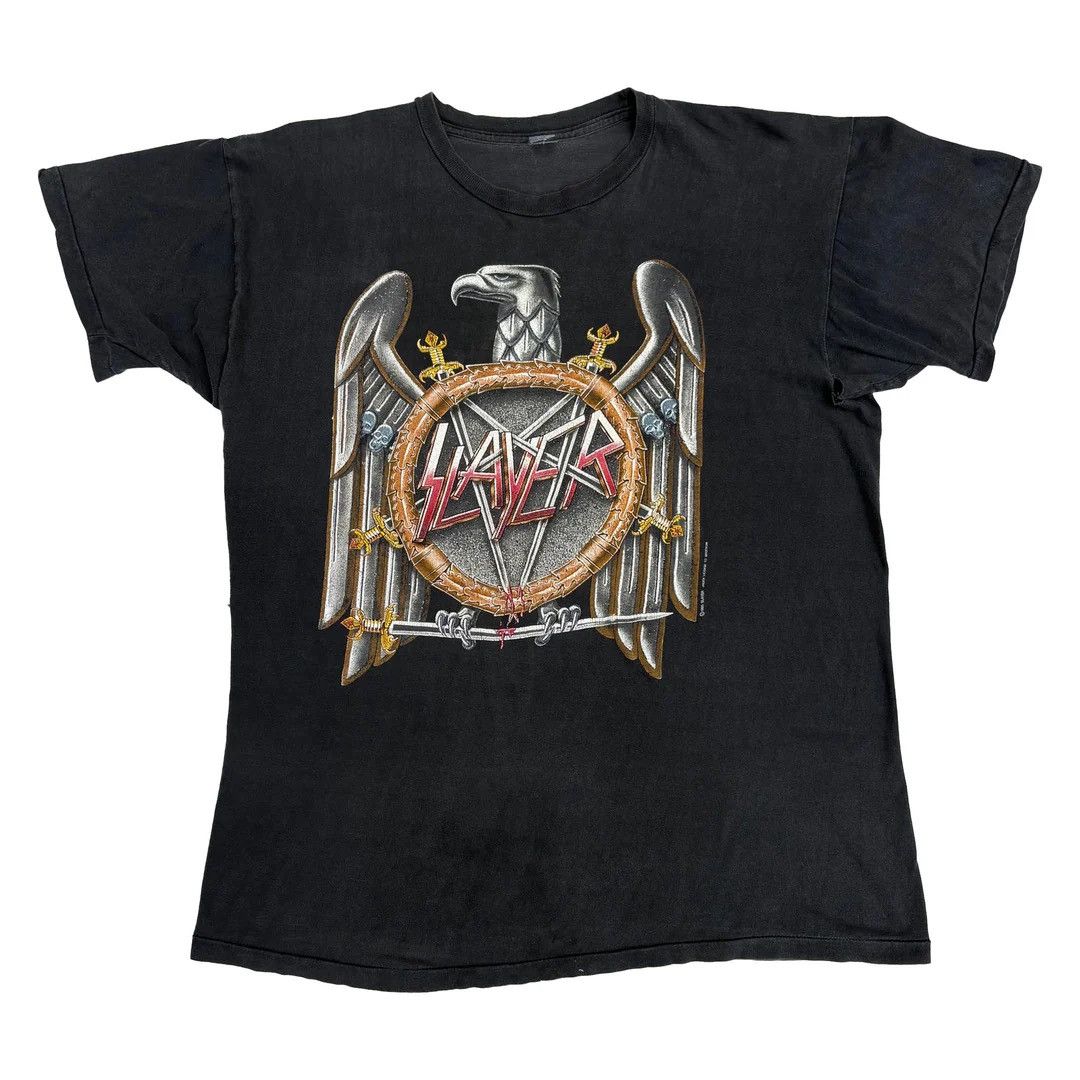 Band Tees Slayer 1990 90s Vintage European Campaign Band Tour T-Shirt Size US XL / EU 56 / 4 - 1 Thumbnail