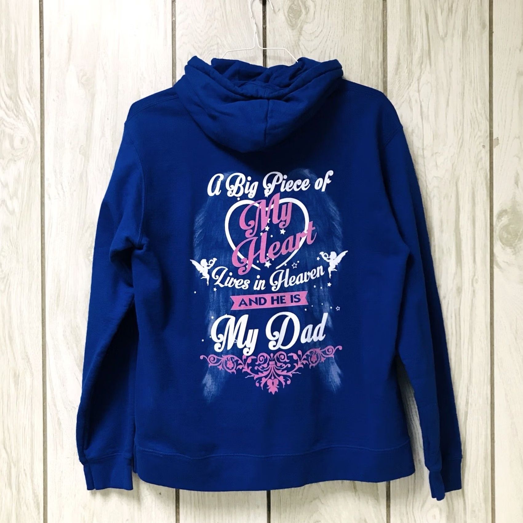 Port & Company Port & Company Men/Women Blue Memorial Dad In Heaven Graphic Hoodie L Size L / US 10 / IT 46 - 2 Thumbnail