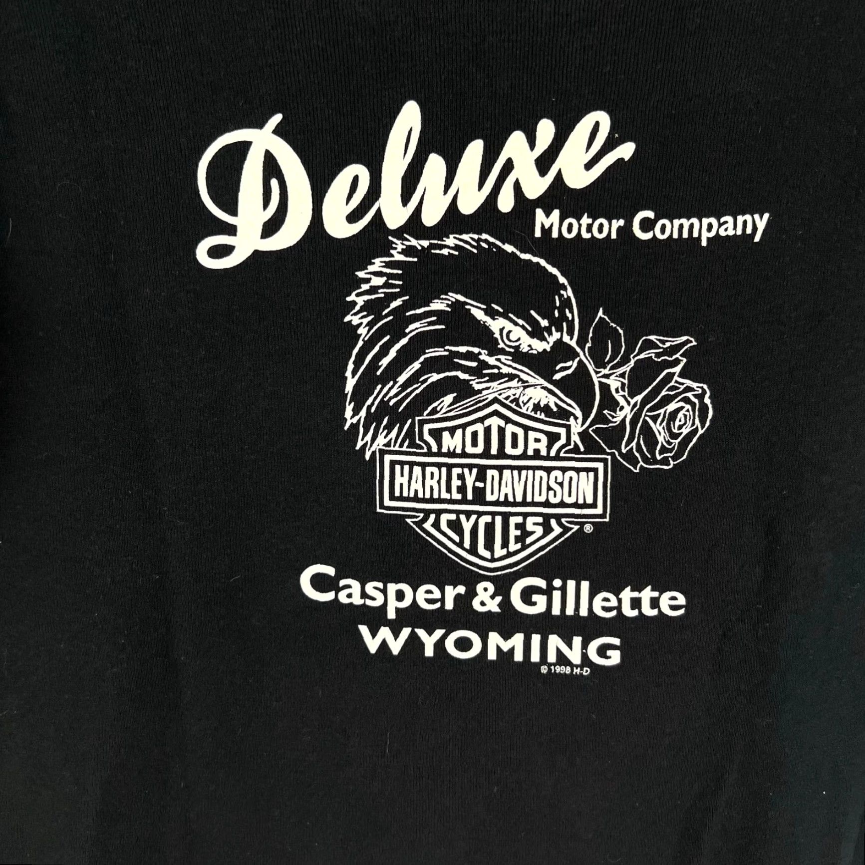 Harley Davidson Harley-Davidson T-Shirt Category: Shirt Adult/L Women L Black 90s Sturgis Rally Deluxe Motor Co Womens Large Black 90s Biker Motorcycle USA Seller Size L / US 10 / IT 46 - 5 Thumbnail