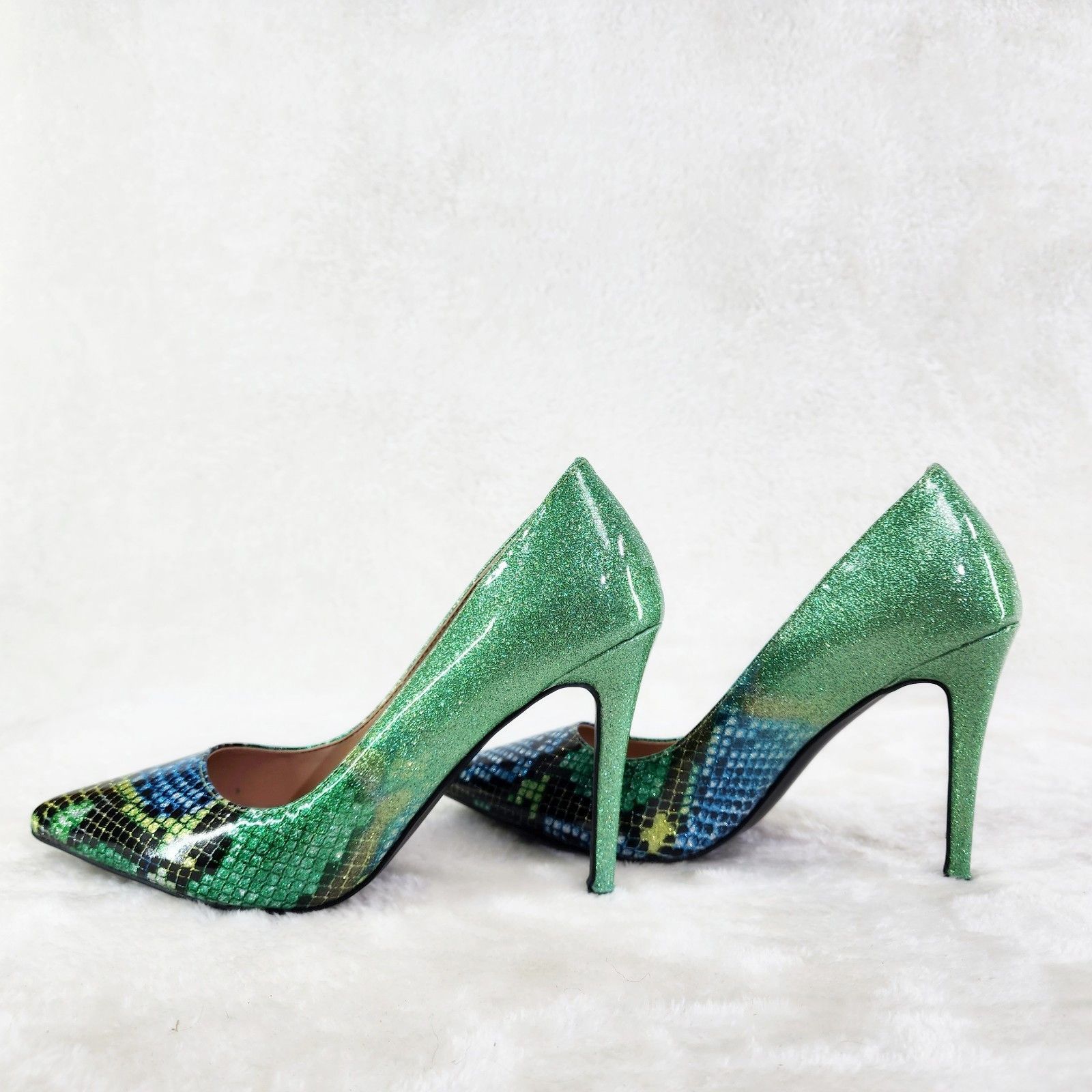 Other Fabio Green Glitter Ombre Patent 4" High Heel Shoes Pointy Size US 11 / IT 41 - 3 Thumbnail