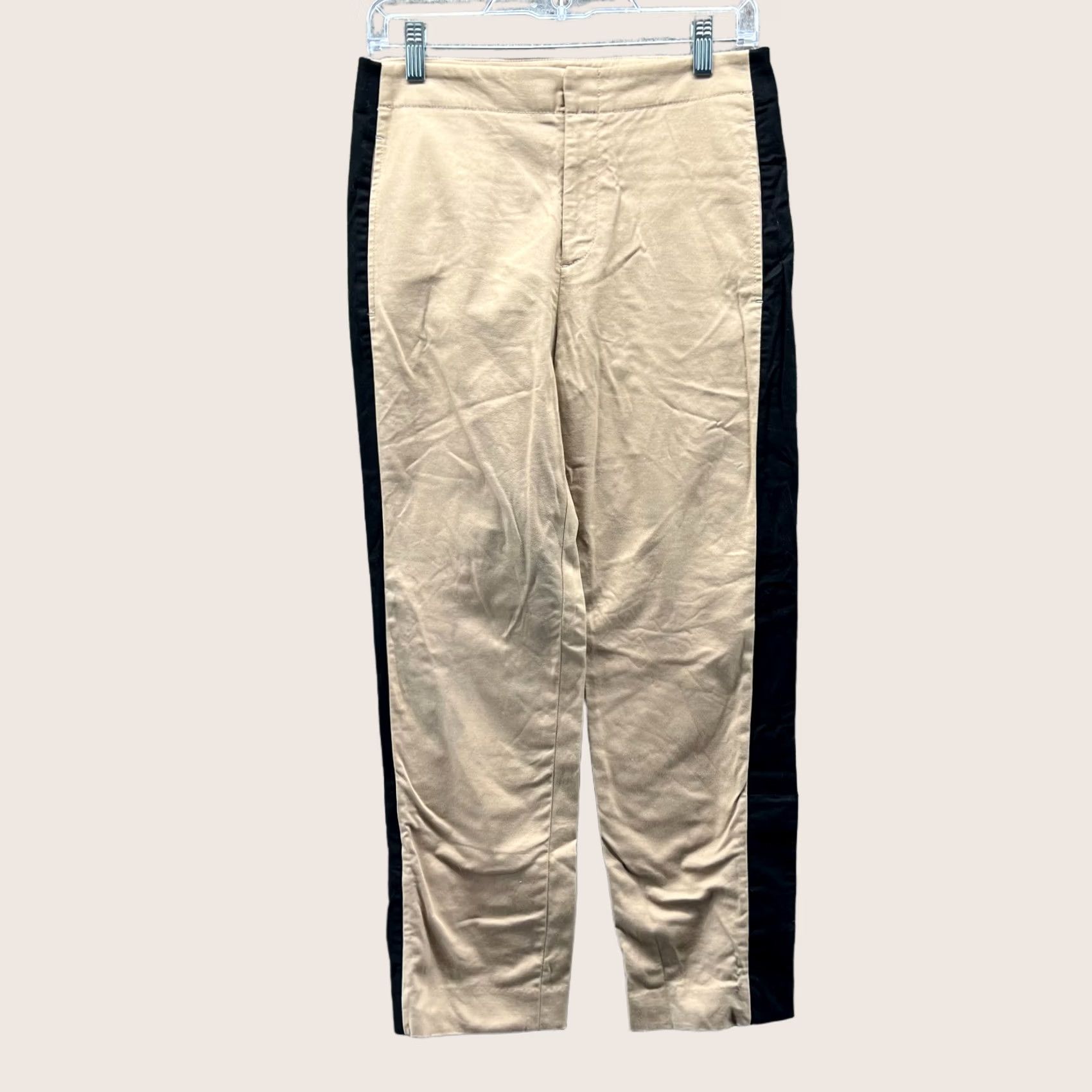 Club Monaco Club Monaco Pants Womens 2 Beige Black Side Stripe Slim Fit Trousers Tan Size 26" / US 2 / IT 38 - 1 Thumbnail