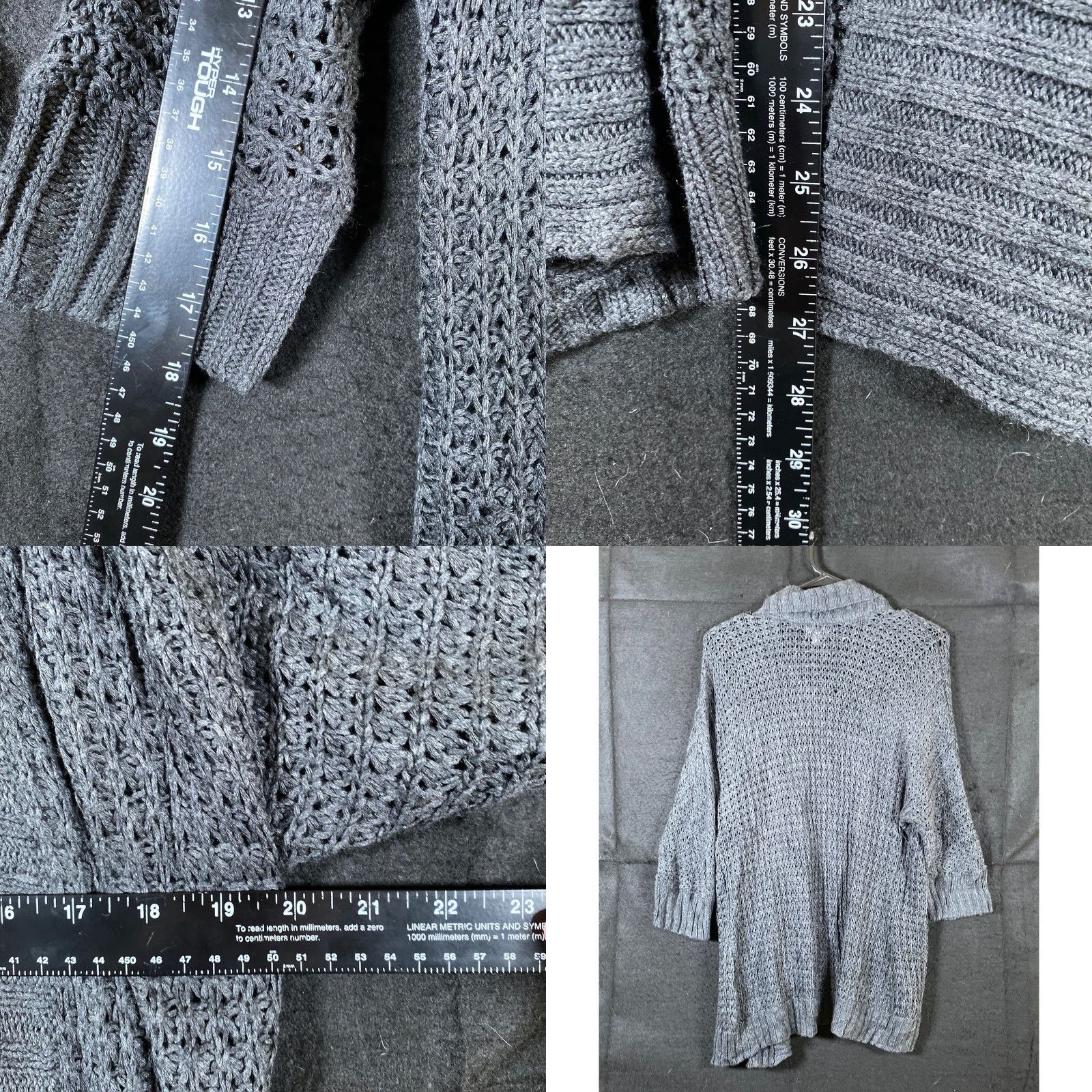 Vintage SONOMA Cardigan Sweater M Gray Open-Knit Cotton Blend Short Sleeve Fall Winter Casual Workwear Womens Size M / US 6-8 / IT 42-44 - 8 Thumbnail