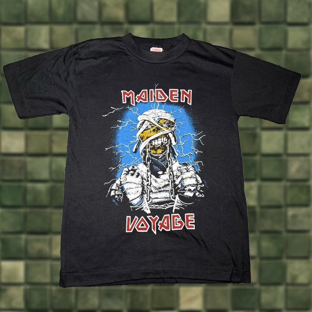 Vintage VINTAGE Iron Maiden Voyage Egypt Mummy Concert Tee Shirt Tour Med Shirt Black Cotton Blend 1980s Punk Mens Size US M / EU 48-50 / 2 - 1 Thumbnail