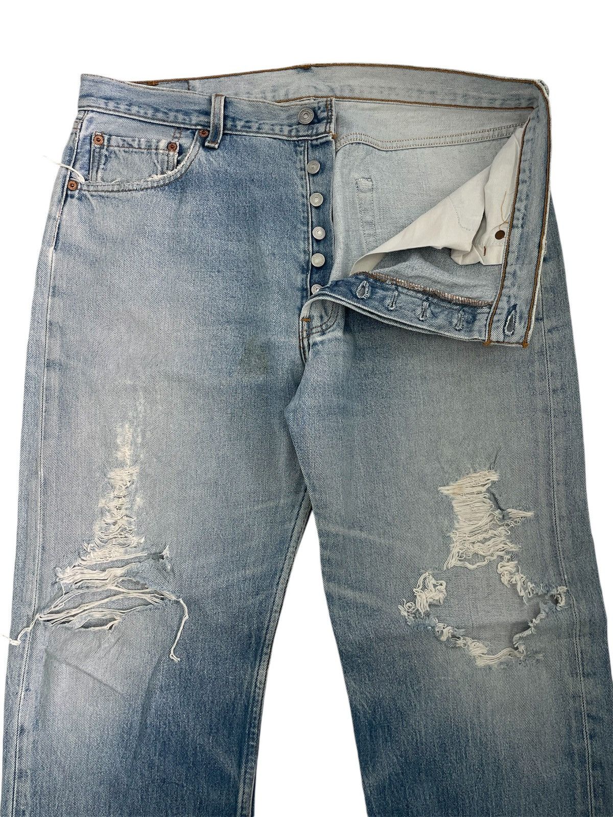 Levi's × Vintage Vintage 90s Levis 501 Grunge Thrashed Jeans Size US 36 / EU 52 - 4 Thumbnail