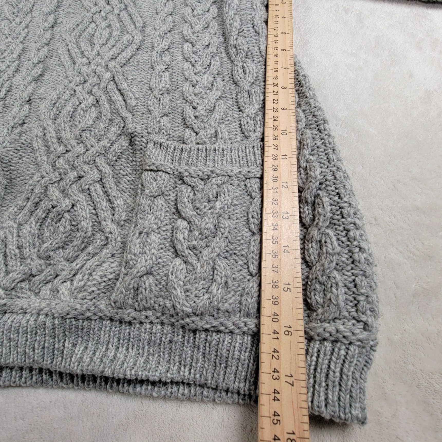 Vintage SAOL Sweater Women's Small Cable-Knit Aran 100% Merino Wool Pullover Gray Size S / US 4 / IT 40 - 5 Thumbnail