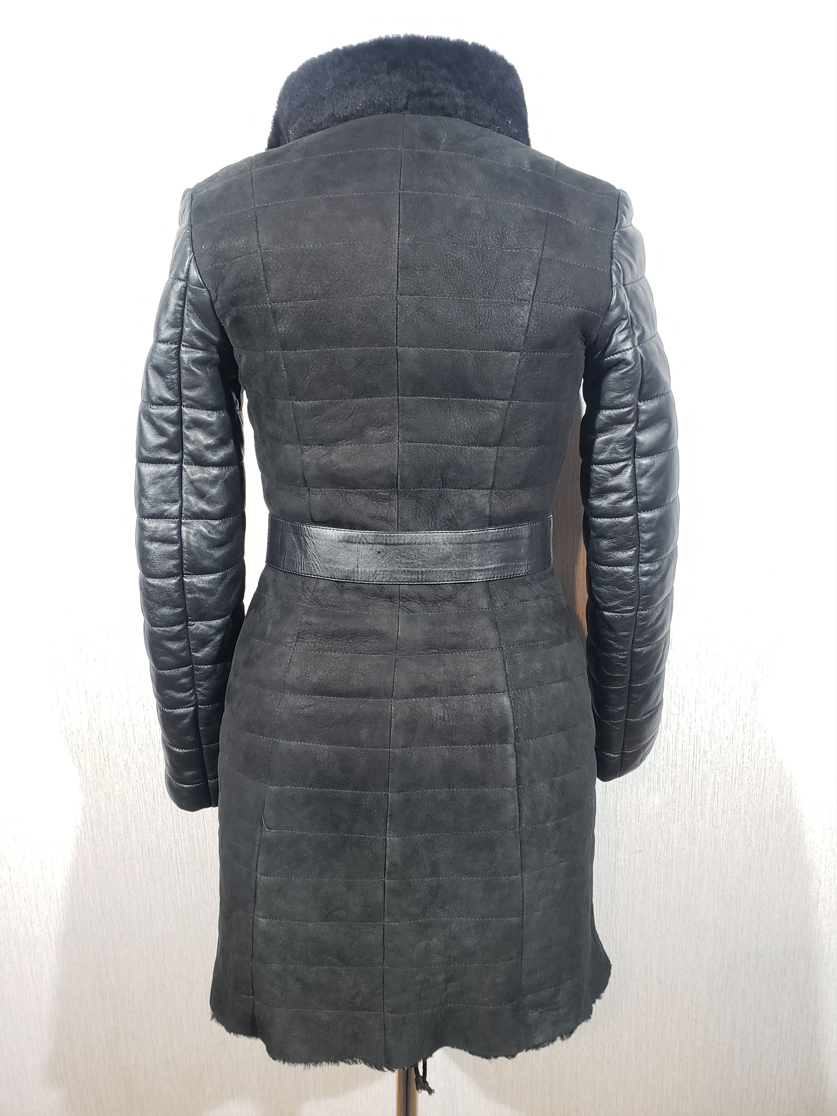 Other Stylish black sheepskin coat with leather sleeves. Size S / US 4 / IT 40 - 4 Thumbnail