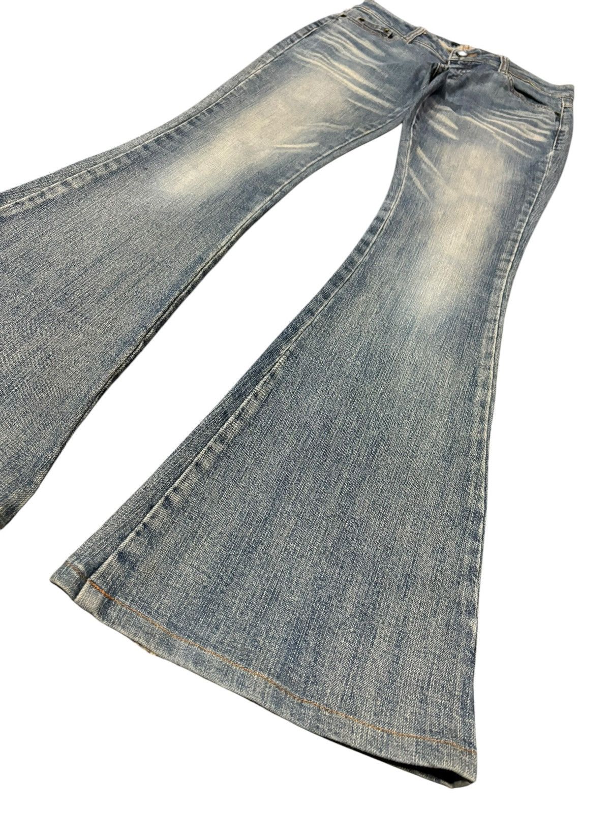 Japanese Brand Y2k BAD Flared Bootcut Faded Bondage Punk Stretch Jeans Size US 29 - 3 Thumbnail