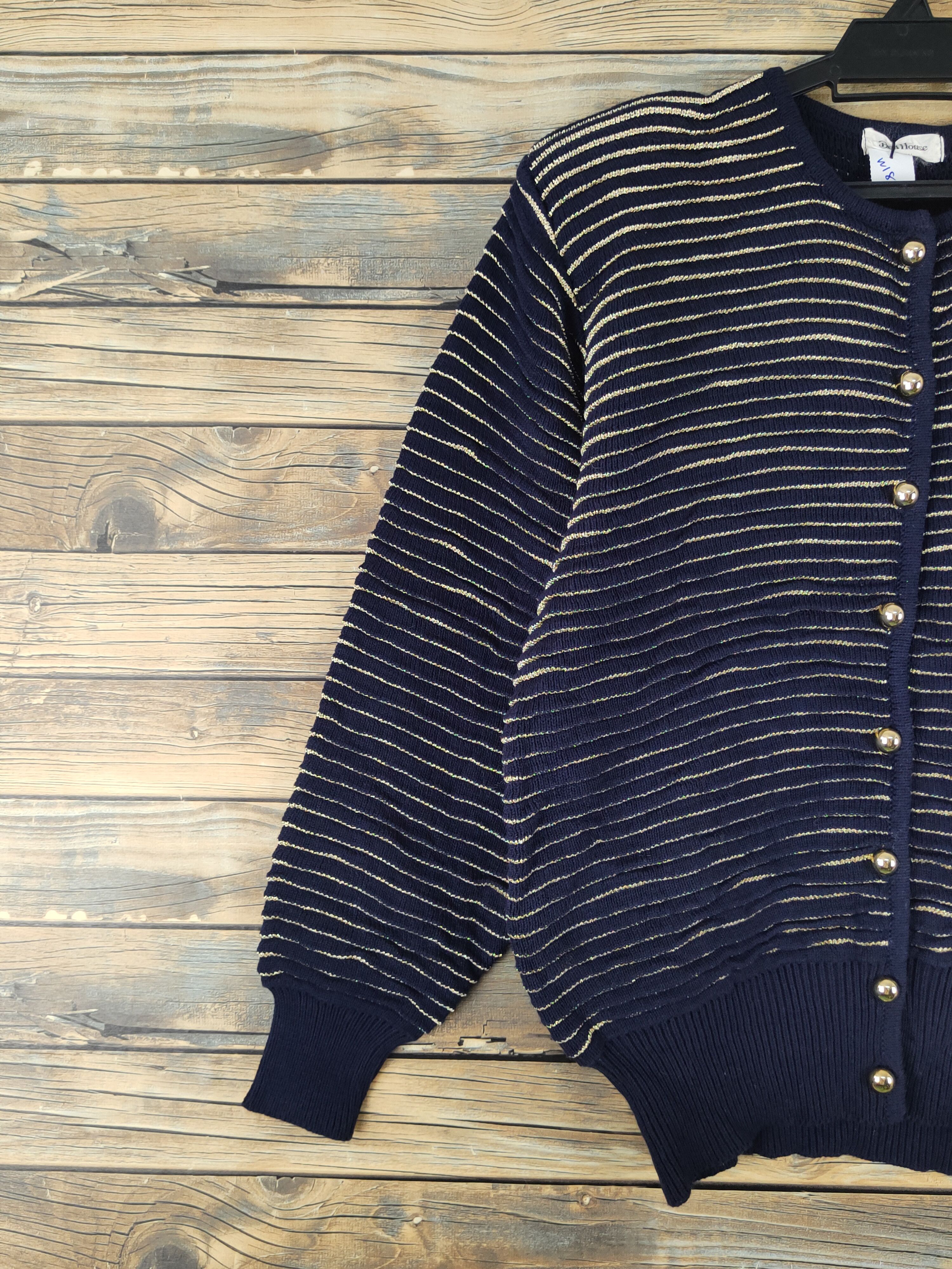 Vintage Bell House Navy stripe Knitwear Cardigan #W1812 Size S / US 4 / IT 40 - 3 Thumbnail